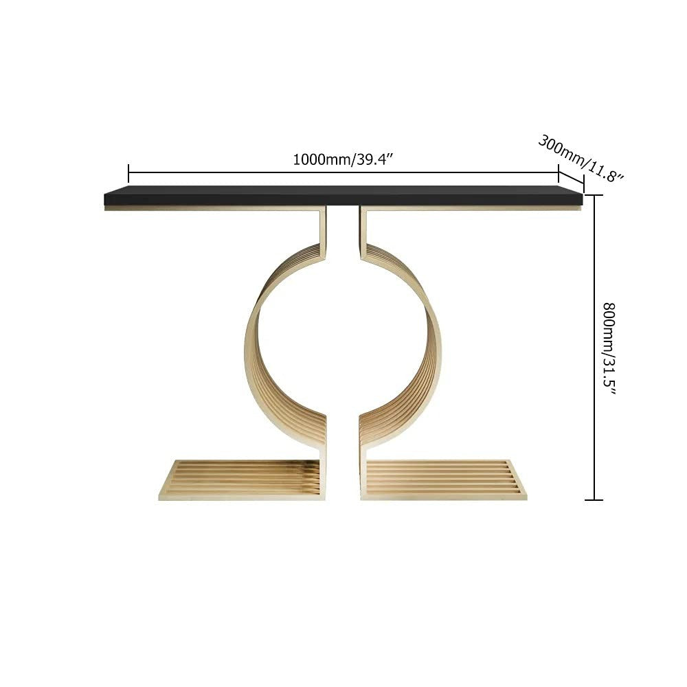 Modern Designer Console Table with Twin Golden Rings