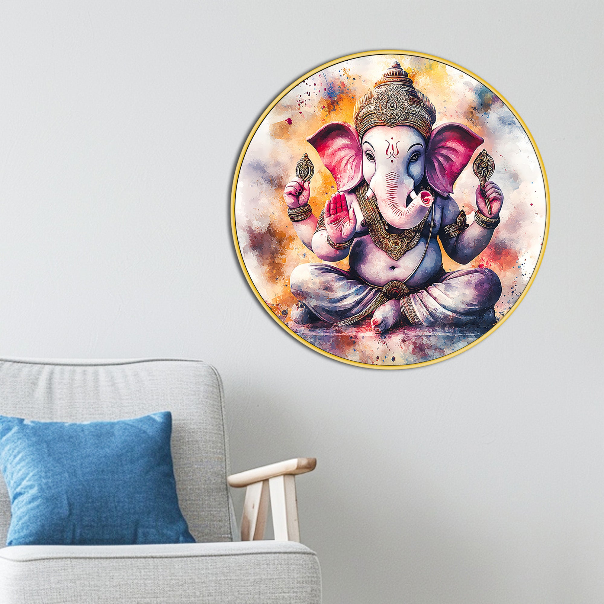 Modern Ganesha Round Canvas Painting