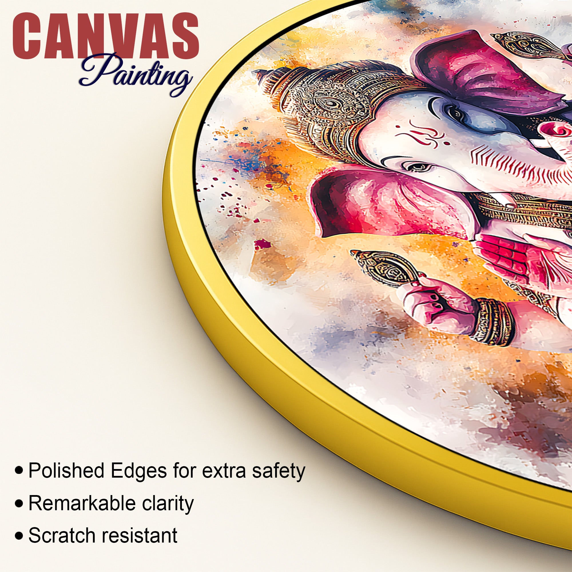 Modern Ganesha Round Canvas Painting