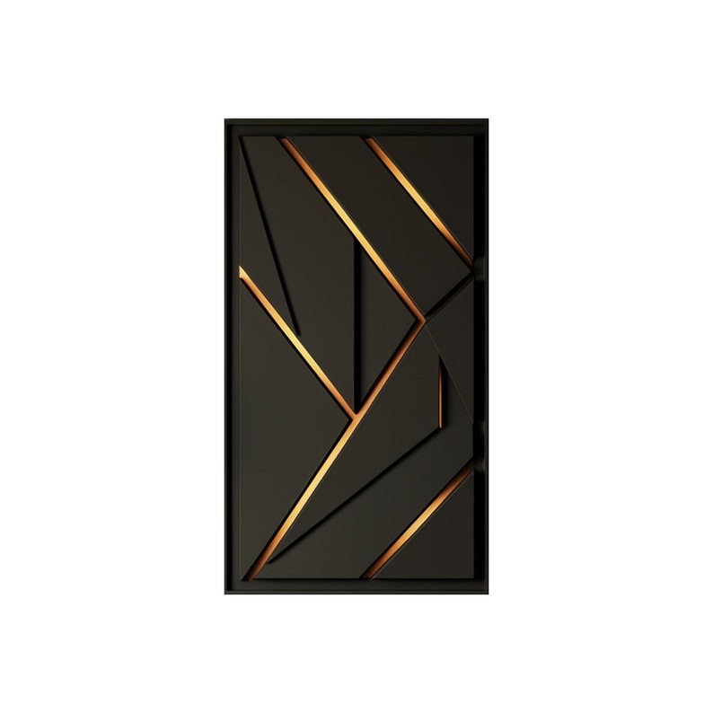Modern Geometric Black and Gold Lines 3D Wall Art Home Decor