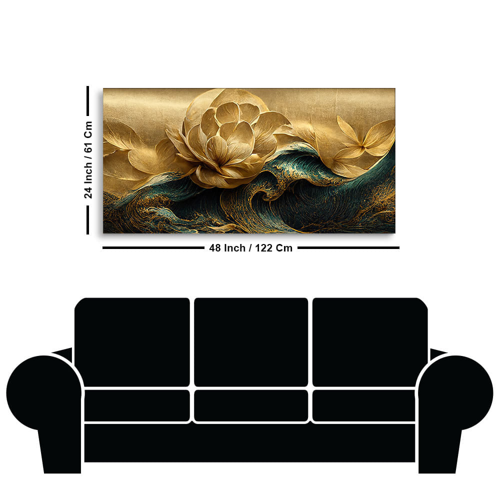 Gold flower canvas wall