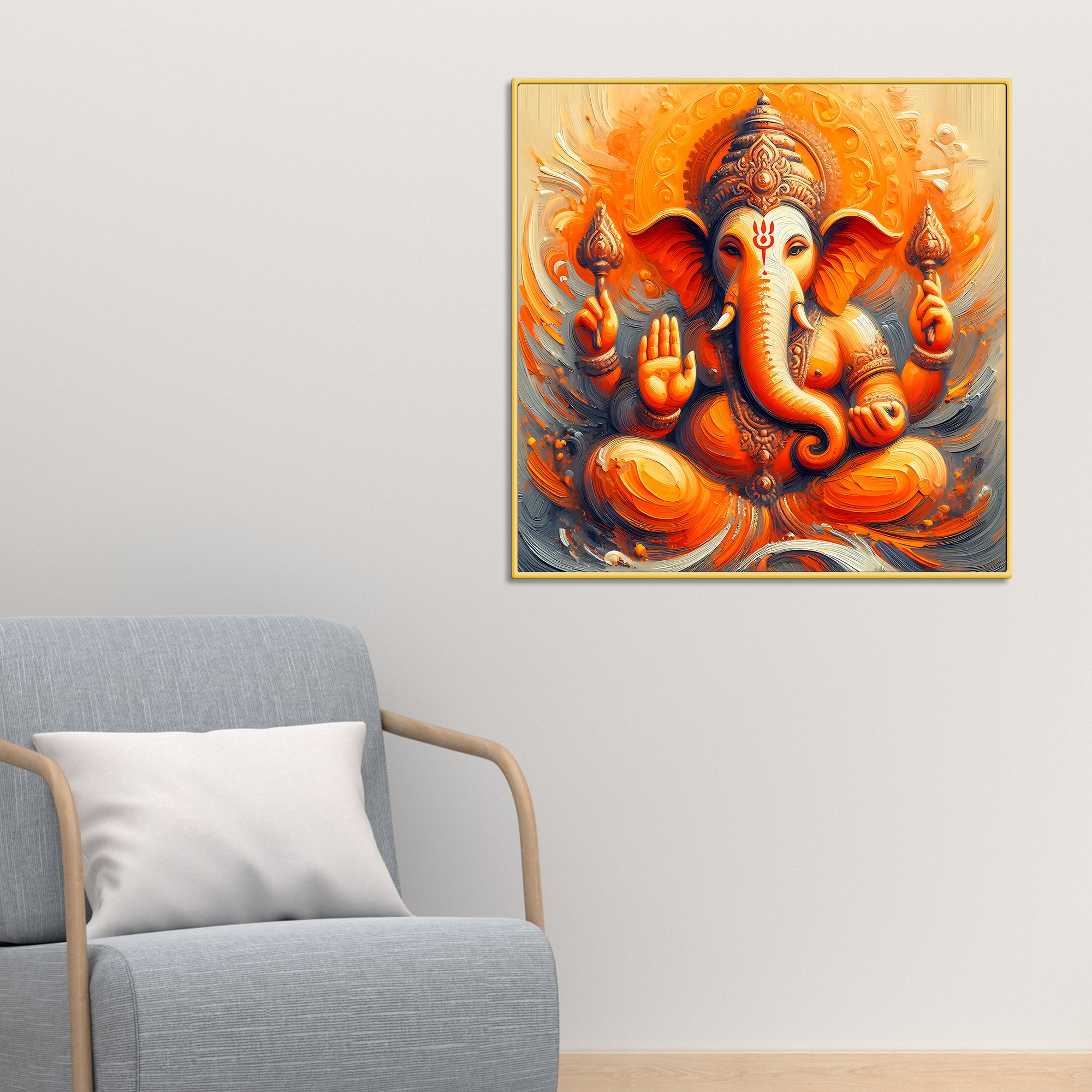 Modern Indian Ganesh Ji Wall Painting