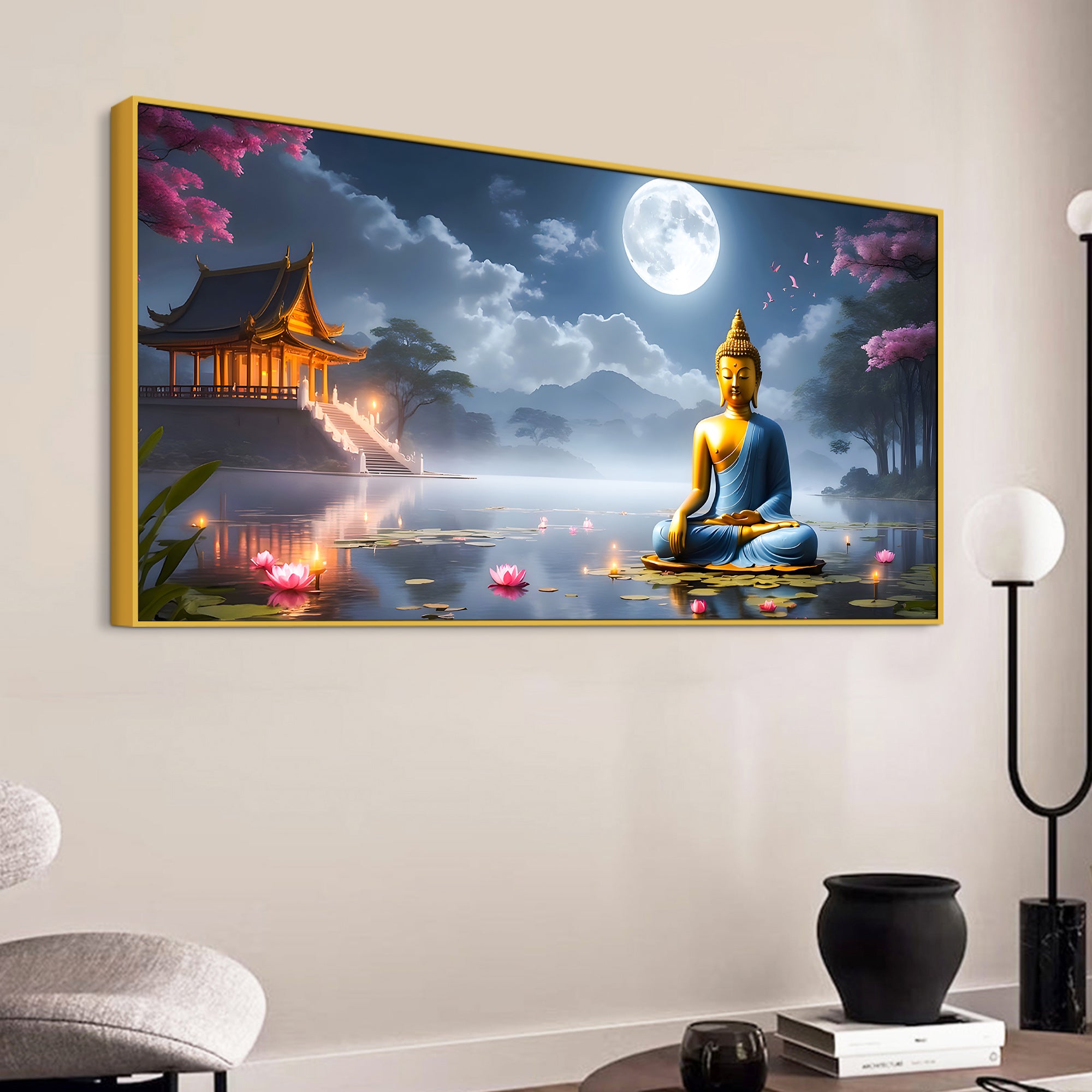 Modern Lord Buddha Canvas Wall Painting for Living Room Interior