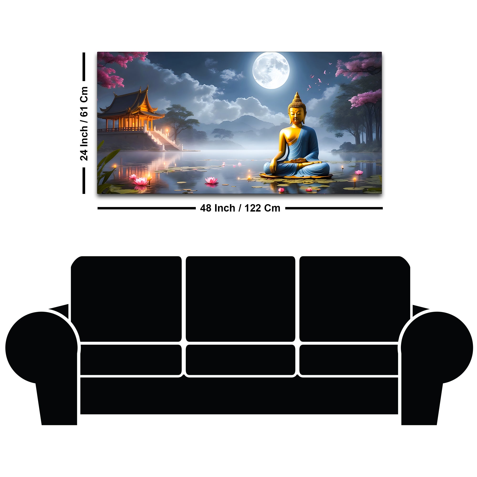 Modern Lord Buddha Canvas Wall Painting for Living Room Interior