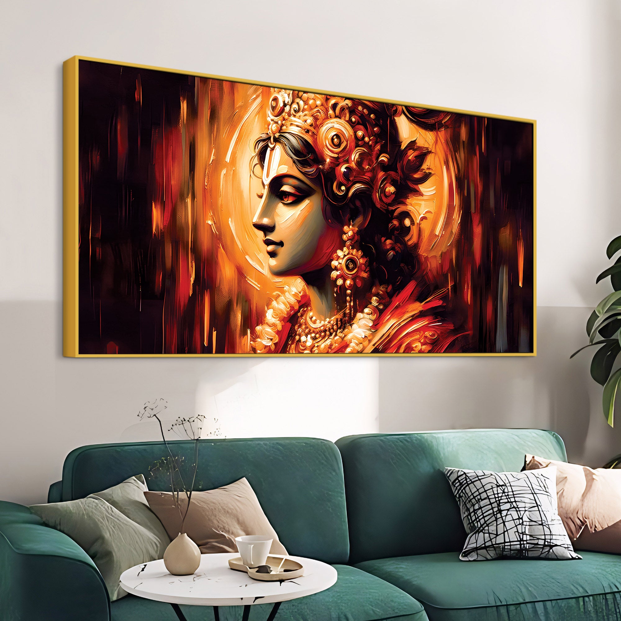 Modern Lord Krishna Canvas Wall Painting for Elegant Home Decoration