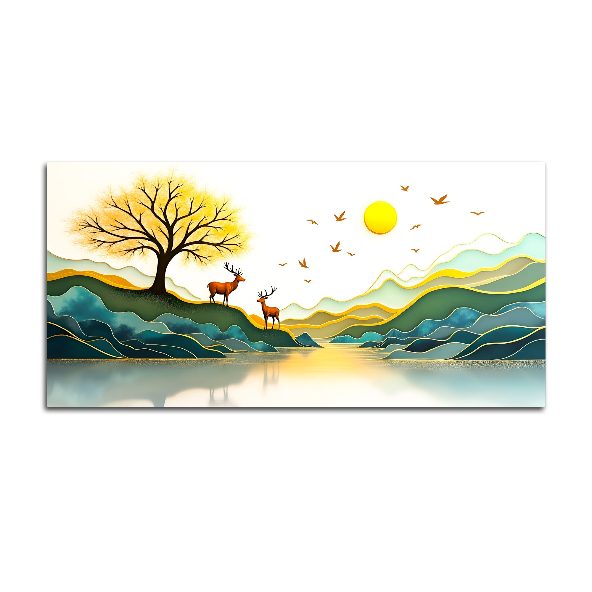 Modern Nature Deer Wall Painting for Stylish Home Interior