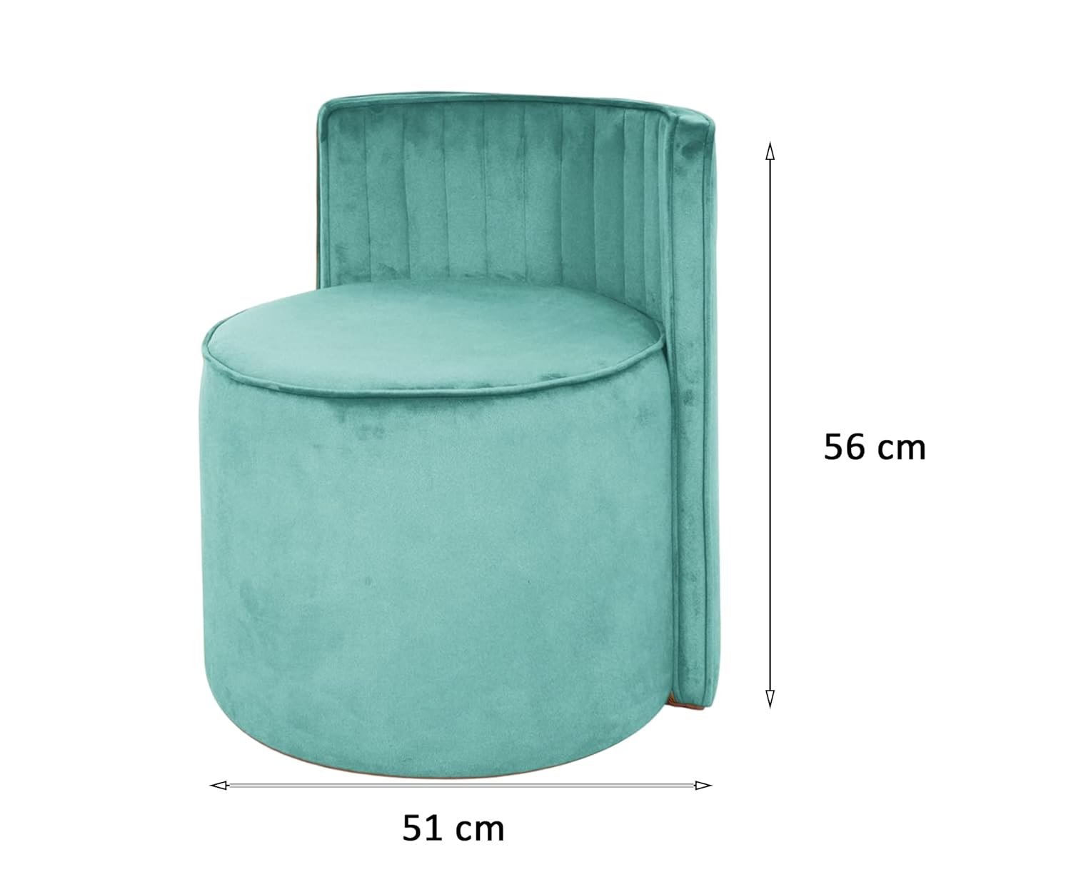 Modern Round Back Upholstered Ottoman Chair with Soft Pastel Aqua Velvet Finish