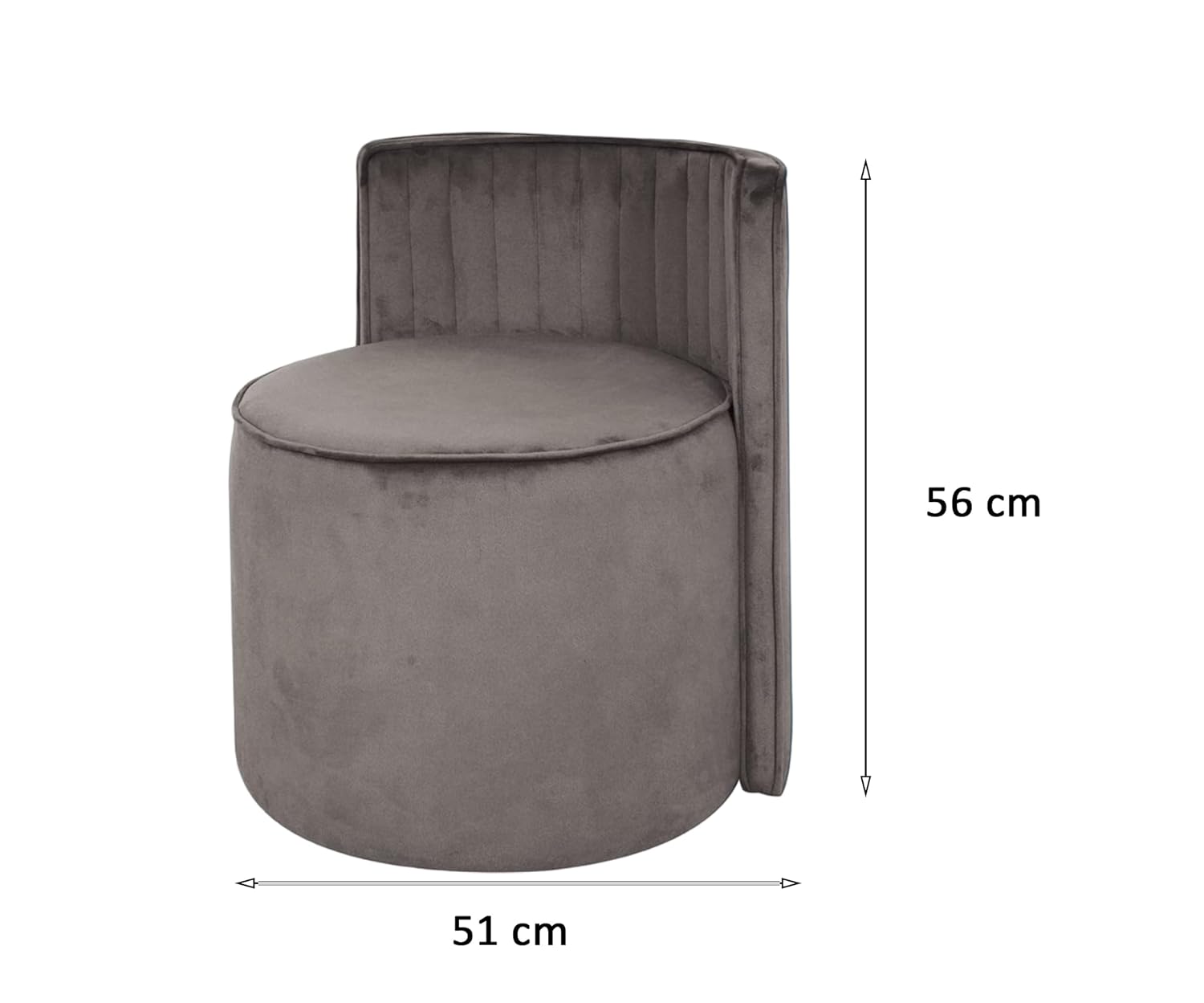 Modern Round Back Upholstered Ottoman Chair with Soft Rich Grey Velvet Finish