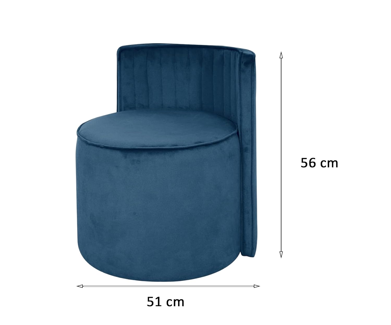 Modern Round Back Upholstered Ottoman Chair with Soft Royal Blue Velvet Finish