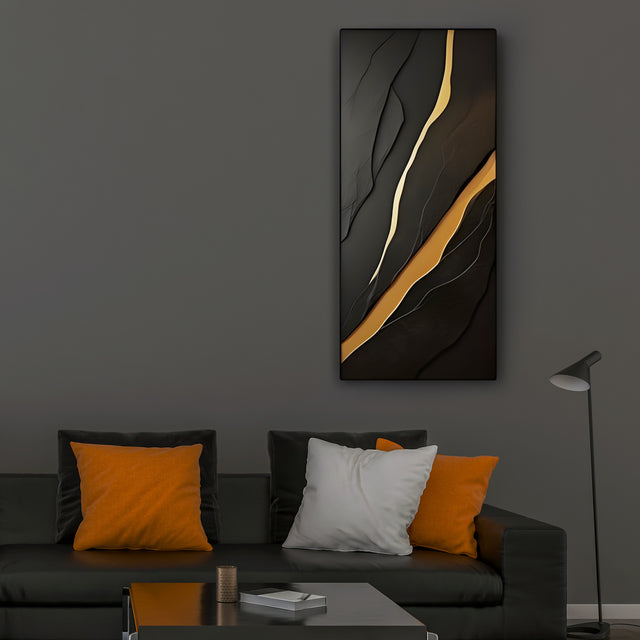 Modern Sculptural Wall Decor in Matte Black and Metallic Gold