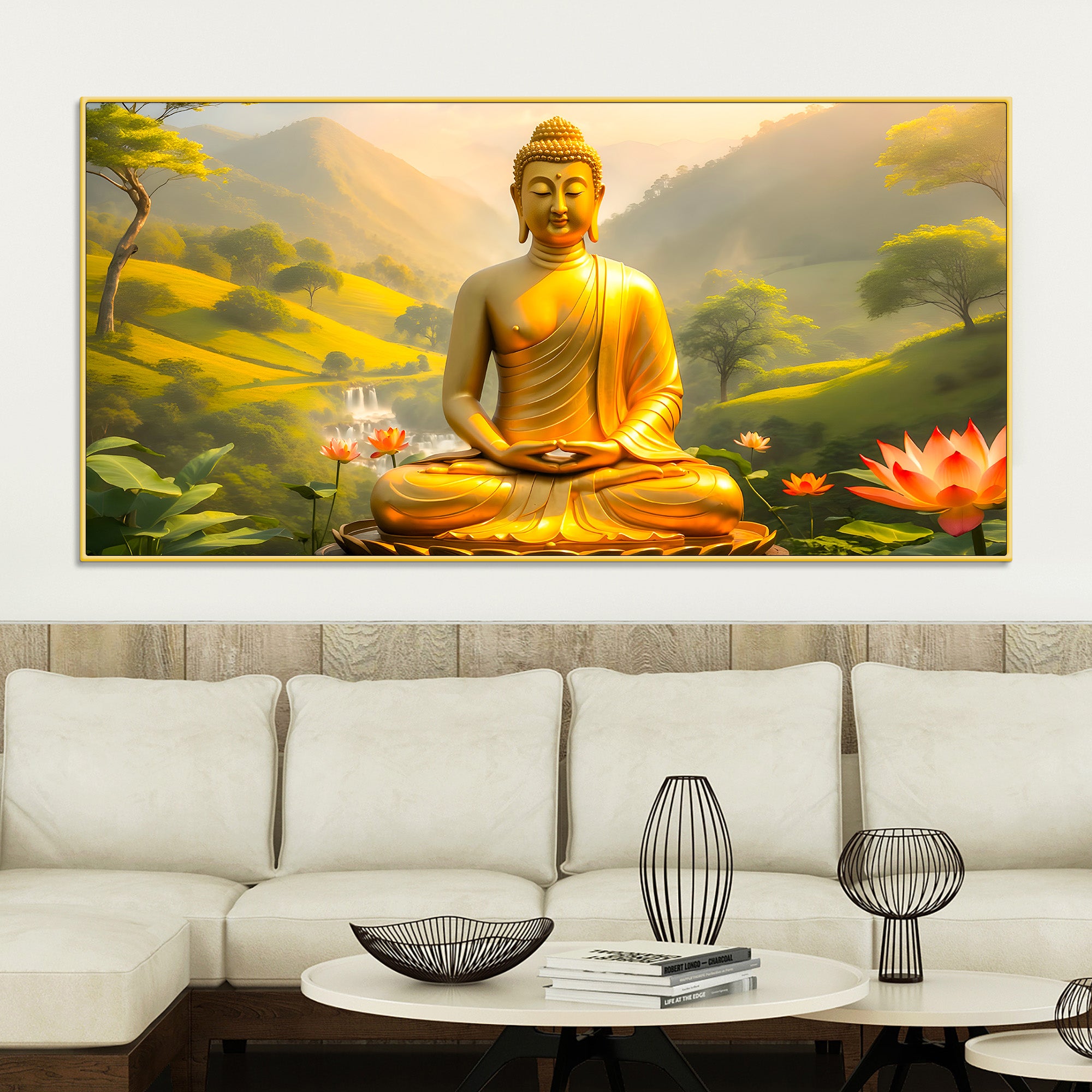 Modern Spiritual Gautam Buddha Wall Painting for Home & Office