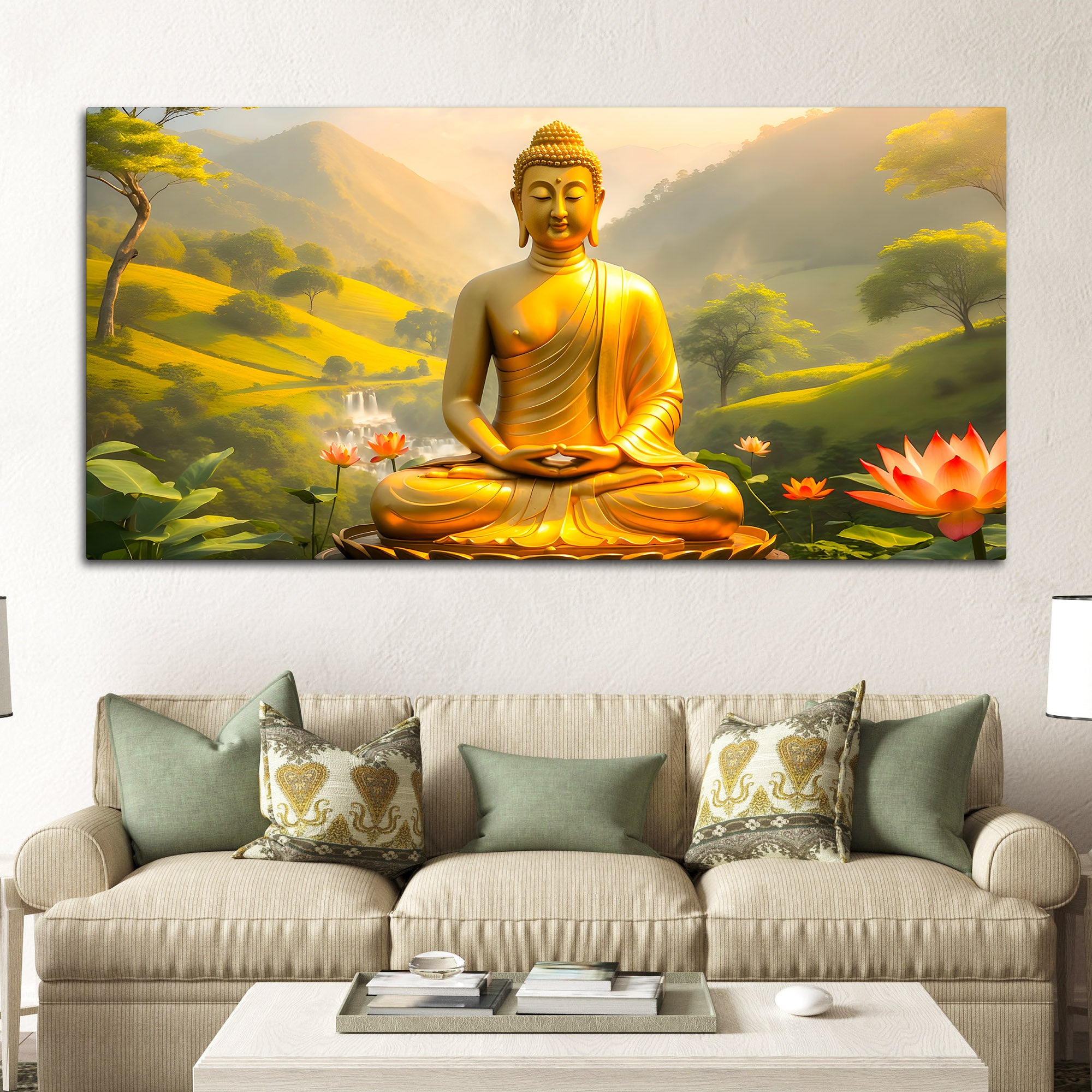 Modern Spiritual Gautam Buddha Wall Painting for Home & Office