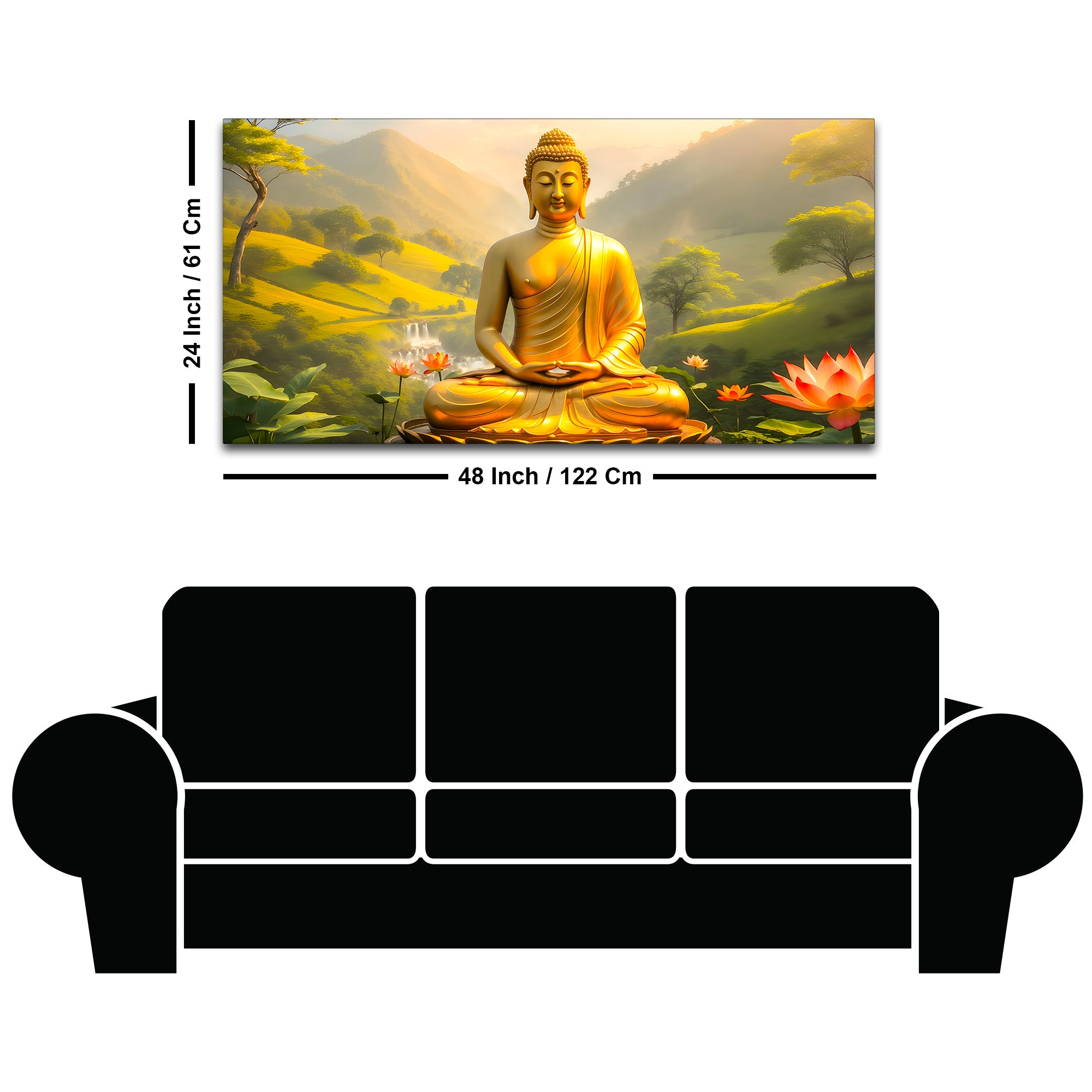 Modern Spiritual Gautam Buddha Wall Painting for Home & Office
