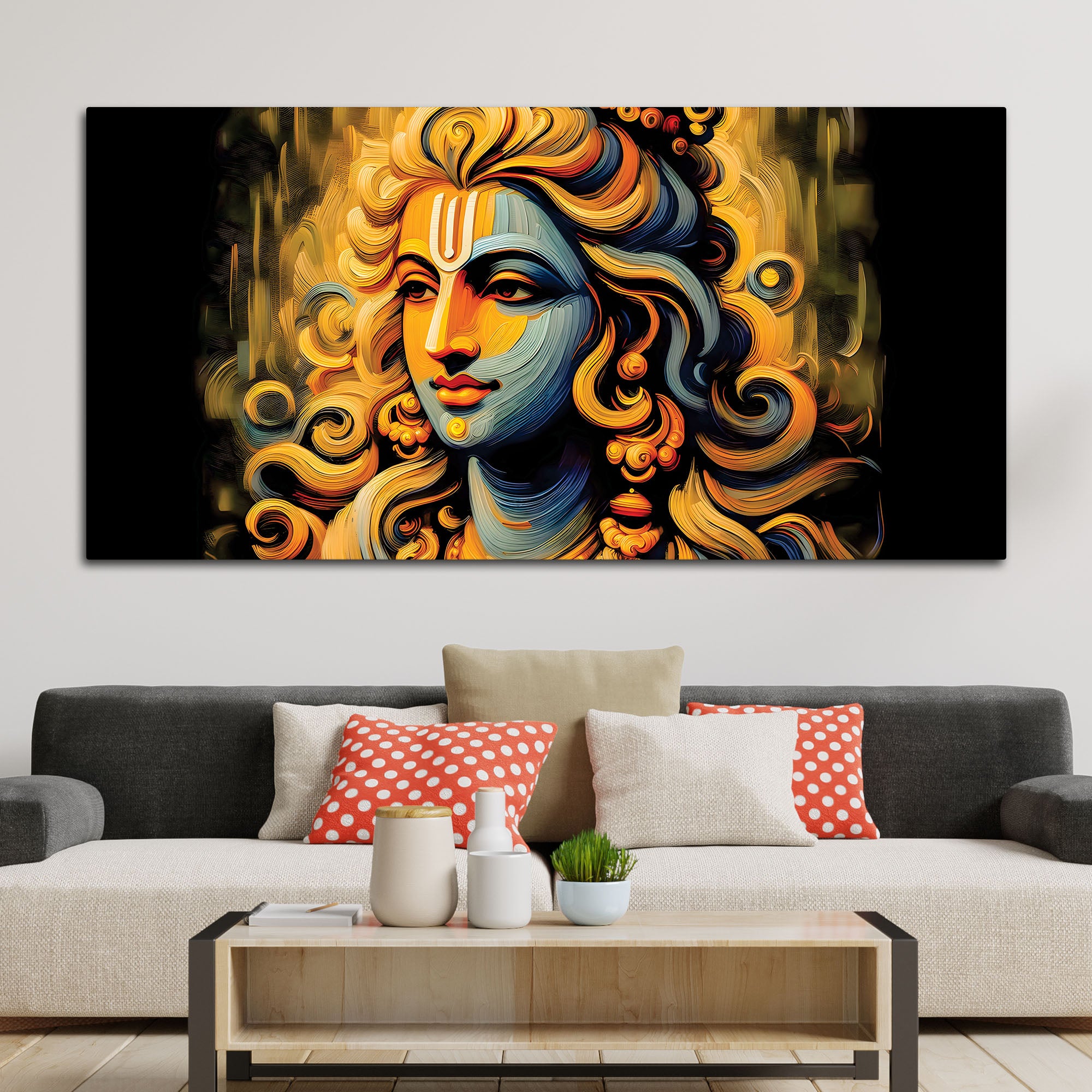 Modern Style Lord Krishna Canvas Painting for Elegant Home Décor