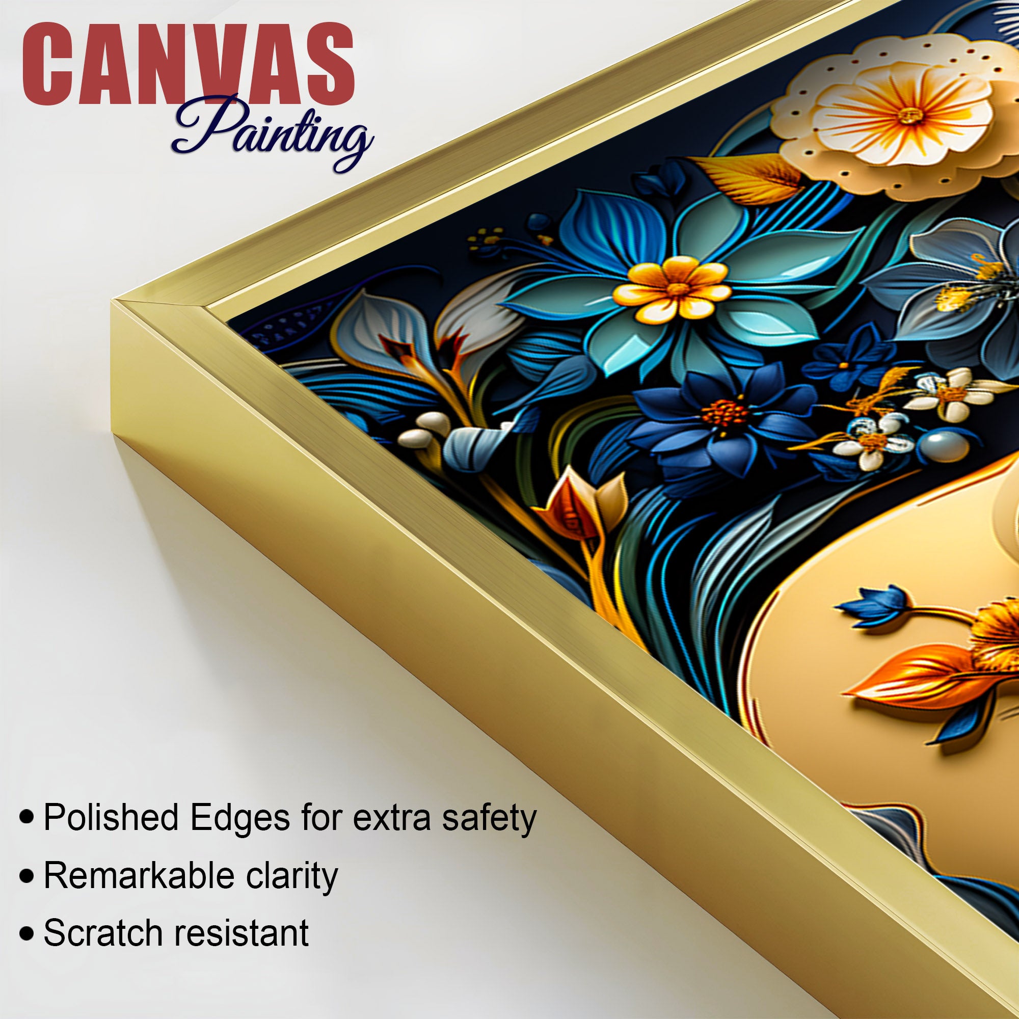 Modern Twin Elephant Canvas Painting with Floral Design