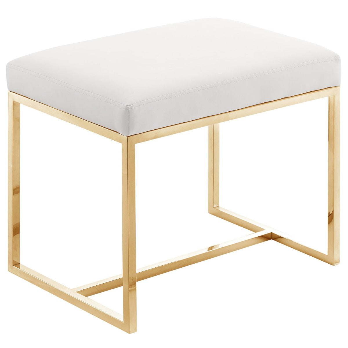 Modern Upholstered Stool with Durable Metal Golden Frame
