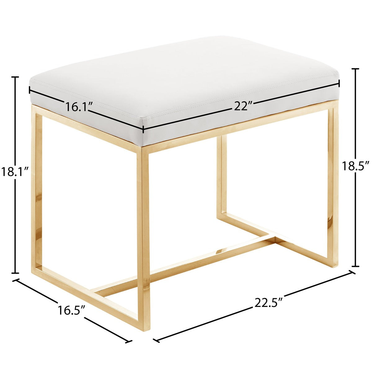 Modern Upholstered Stool with Durable Metal Golden Frame