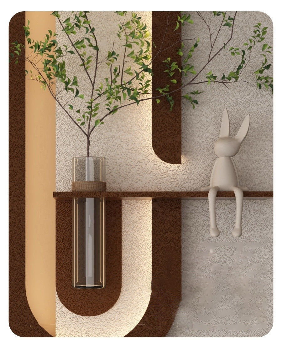 Modern Wall Art Panel with LED Lights & Planter for Home & Office Spaces