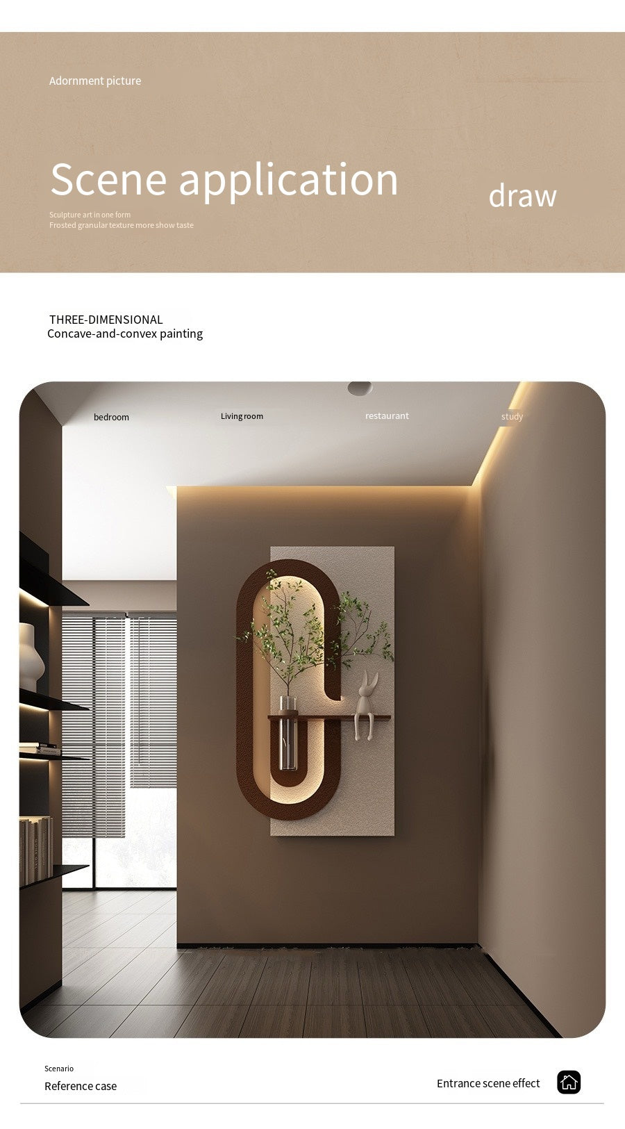 Modern Wall Art Panel with LED Lights & Planter for Home & Office Spaces