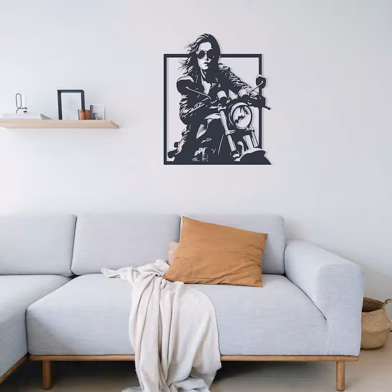 modern-woman-biker-metal-wall-art-for-interior-styling
