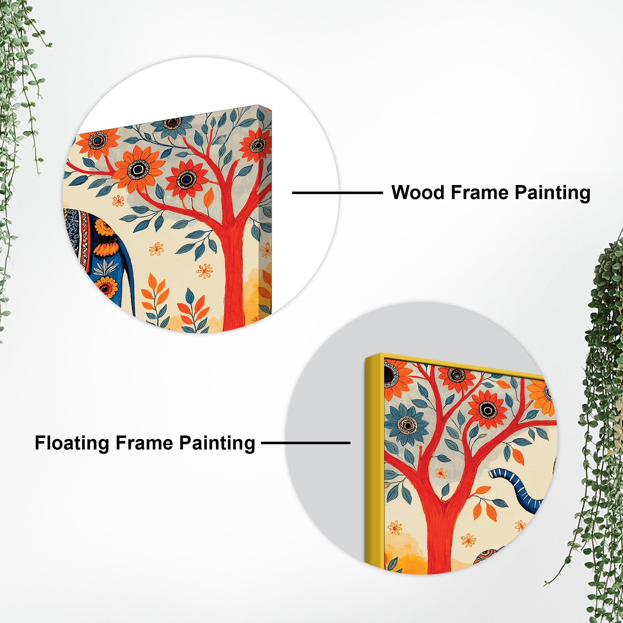 Mother and Baby Elephant Colorful Wall Painting