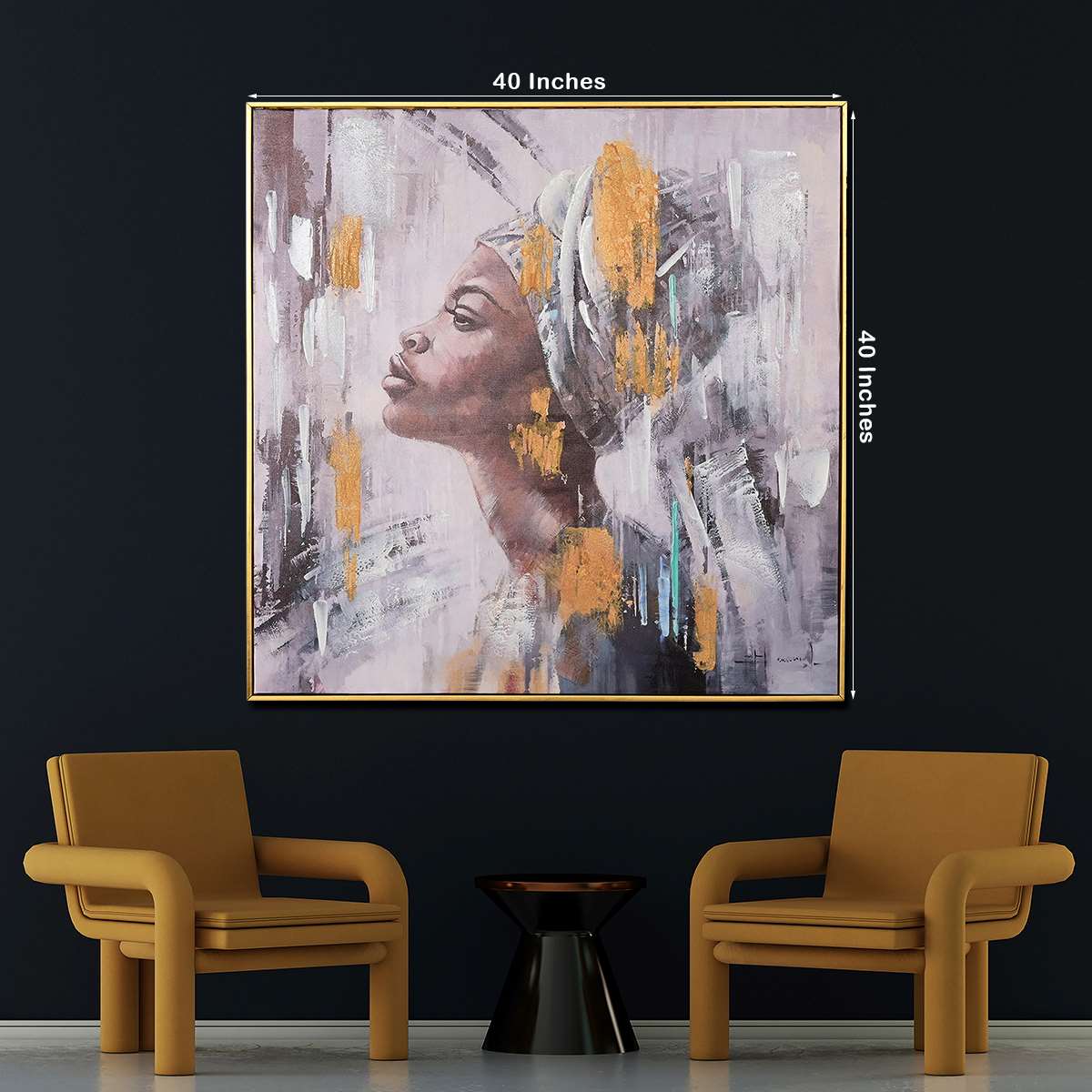 Mrembo in her Beauty Hand Painted Wall Painting with Floating Frame