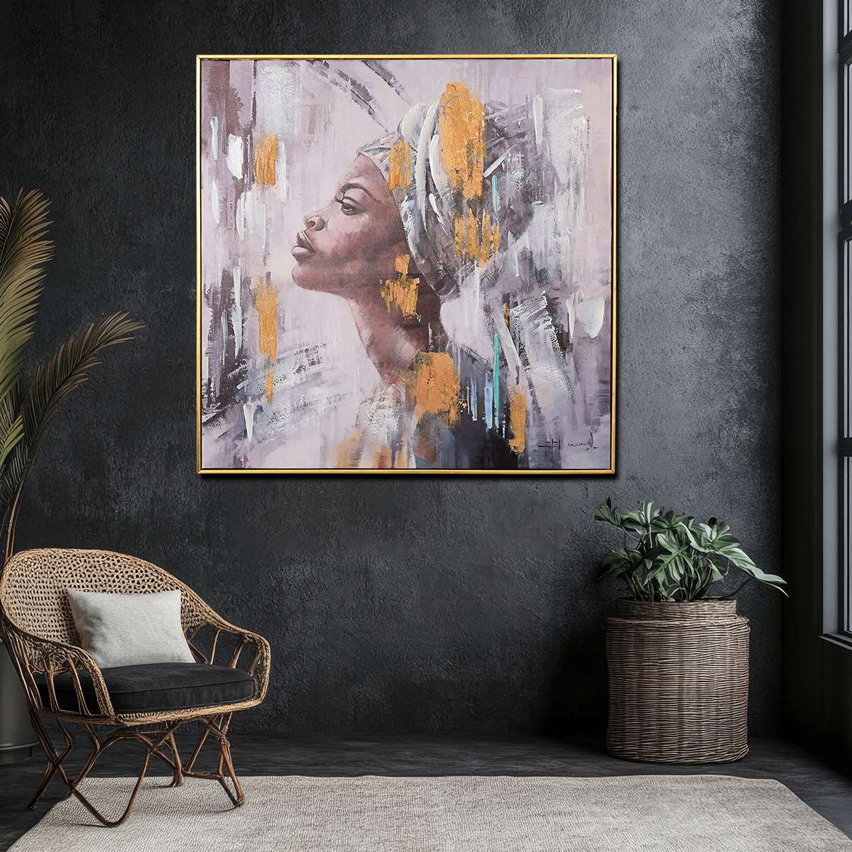 Mrembo in her Beauty Hand Painted Wall Painting with Floating Frame