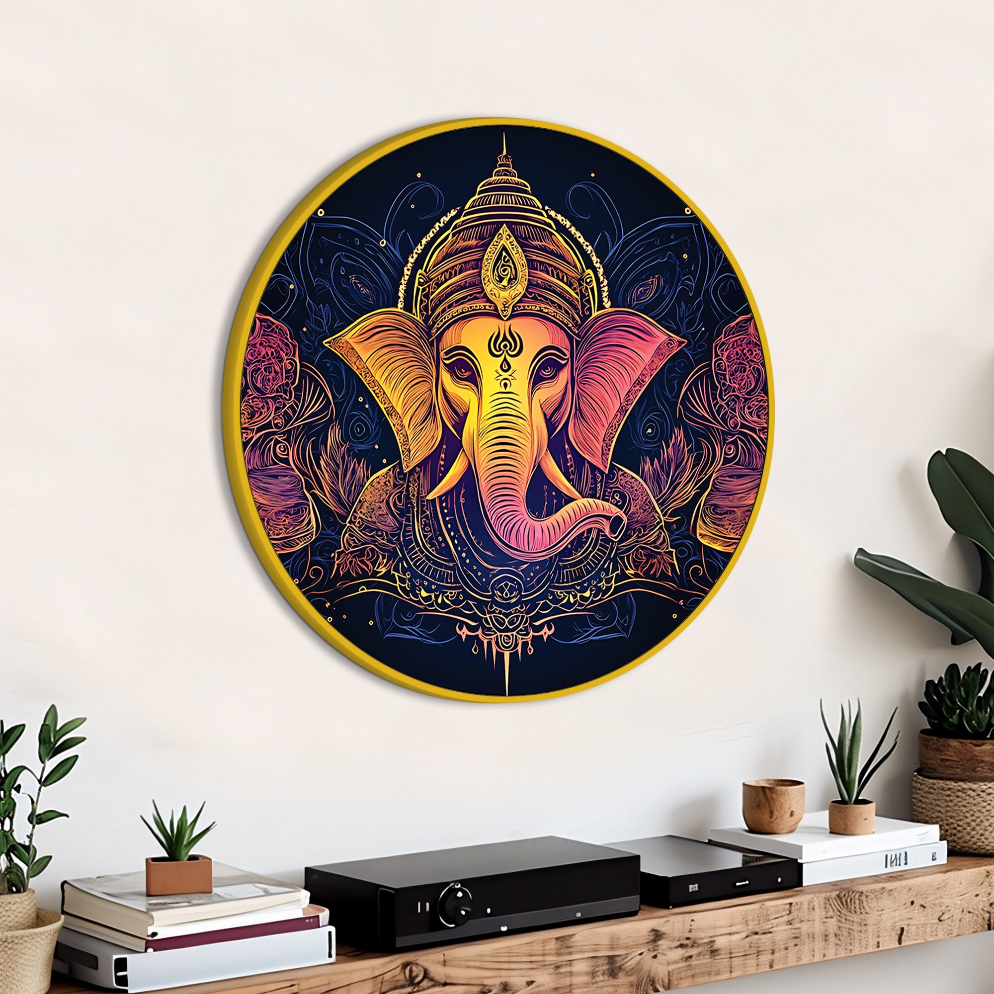 Multicolor Ganpati Round Painting