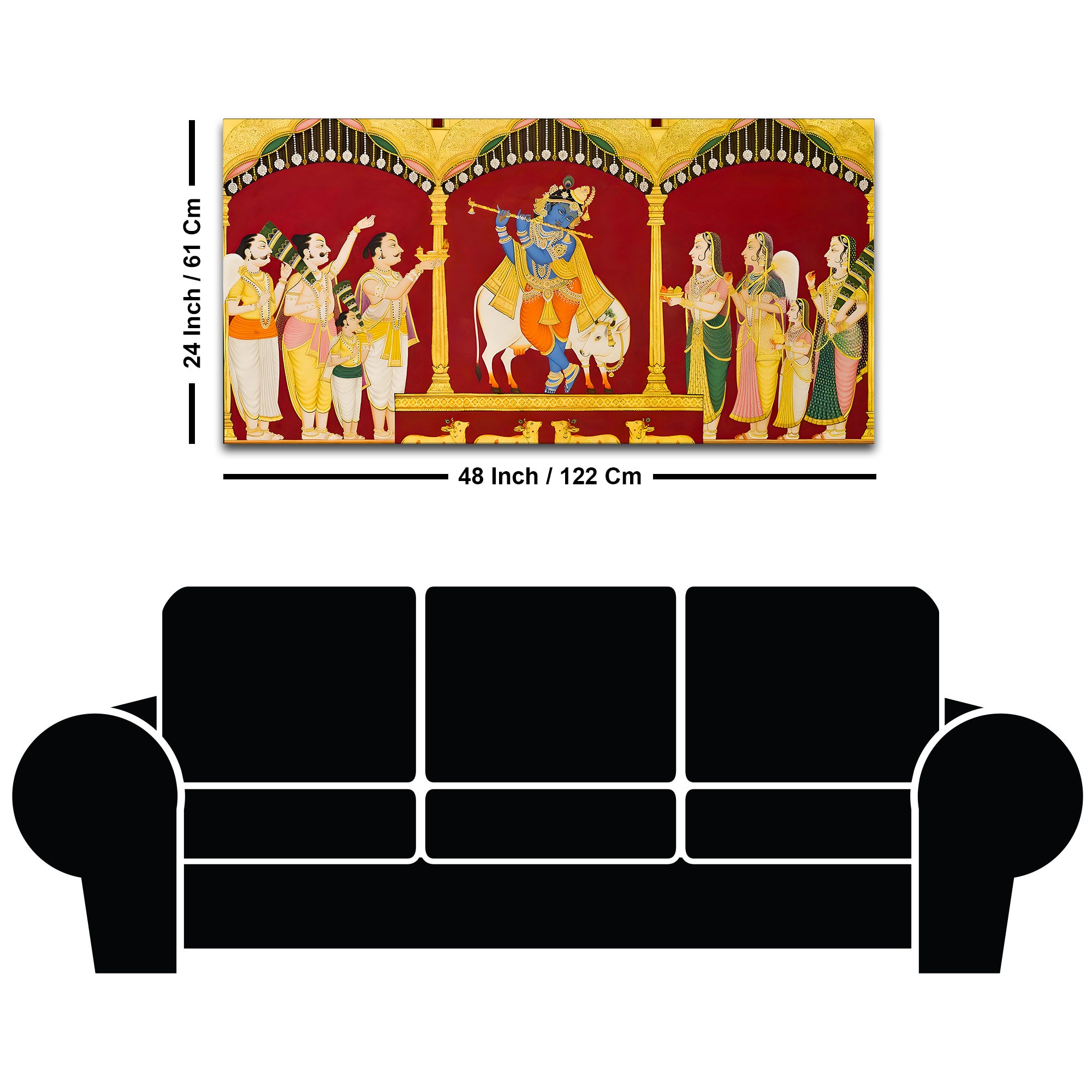 Mythological Krishna Wall Painting | Spiritual Living Room Decor