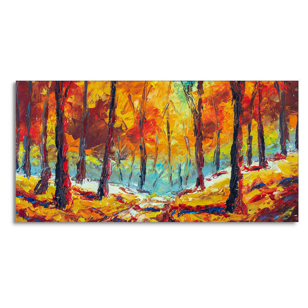 Nature Wall Painting of Colorful Autumn Season Forest