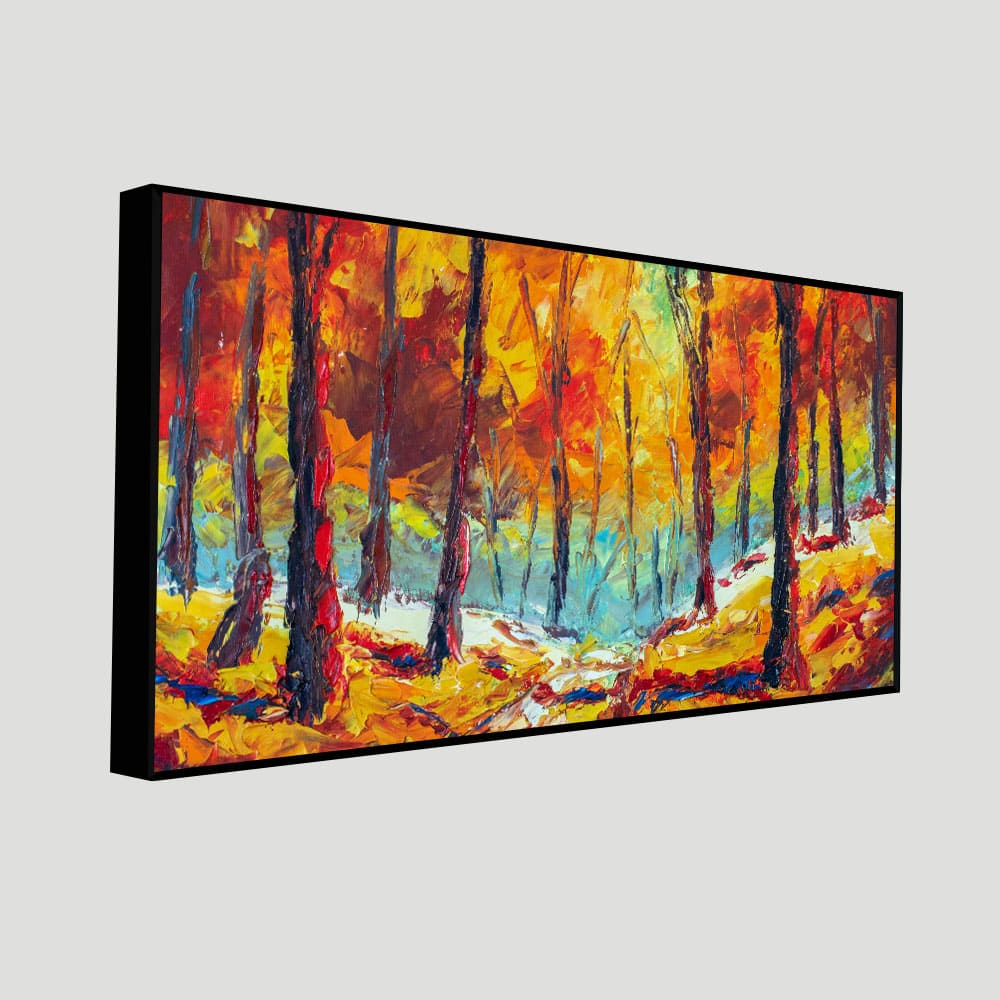 Nature Wall Painting of Colorful Autumn Season Forest
