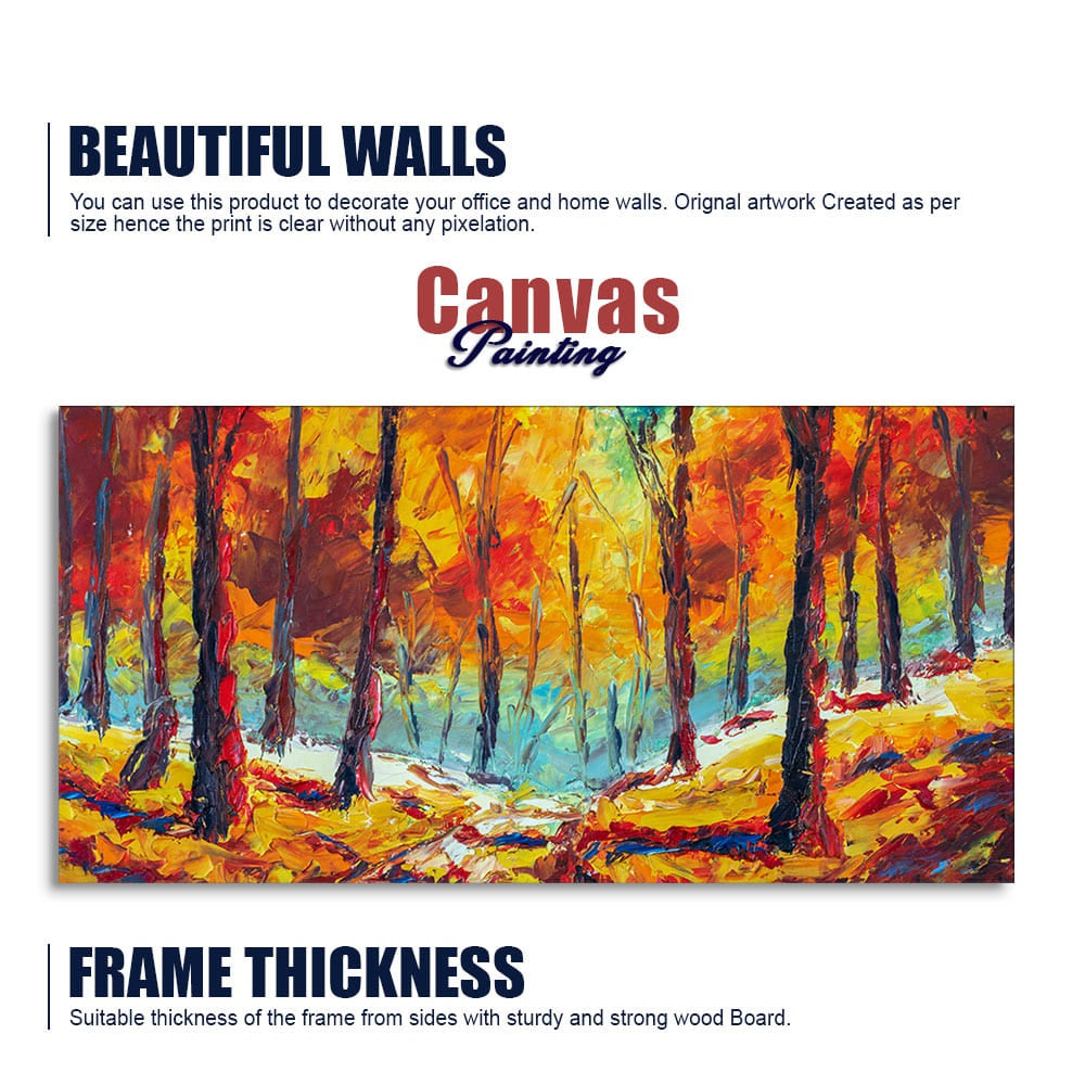 Nature Wall Painting of Colorful Autumn Season Forest