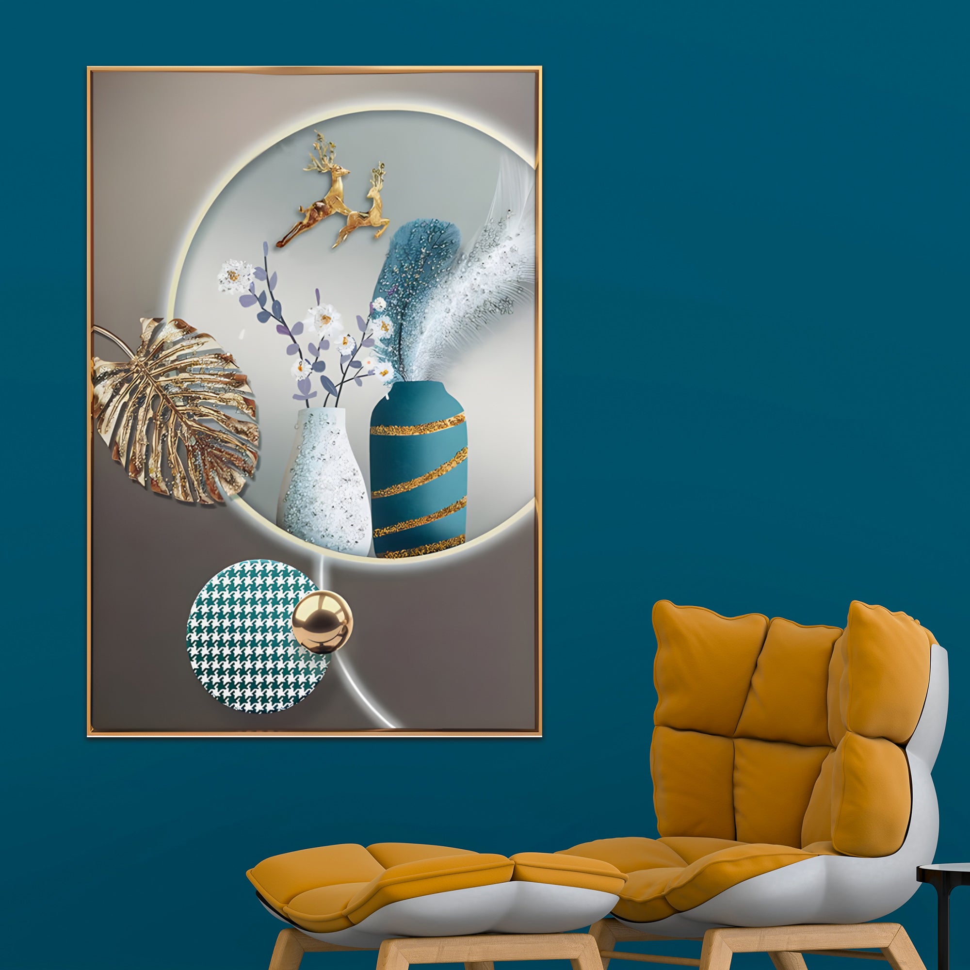 Nature's Beauty Framed Crystal Glass Painting