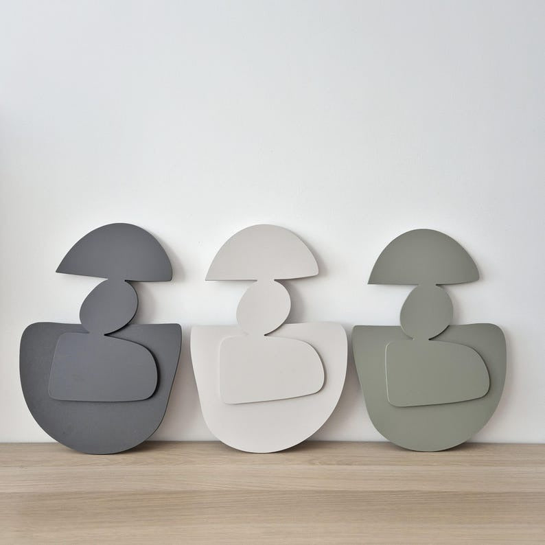 Neutral Toned Abstract Figures Soft Hue 3D Wall Art Home Decor