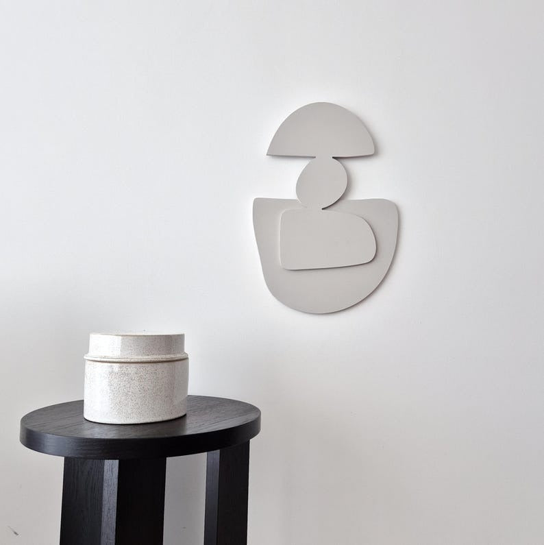 Neutral Toned Abstract Figures Soft Hue 3D Wall Art Home Decor