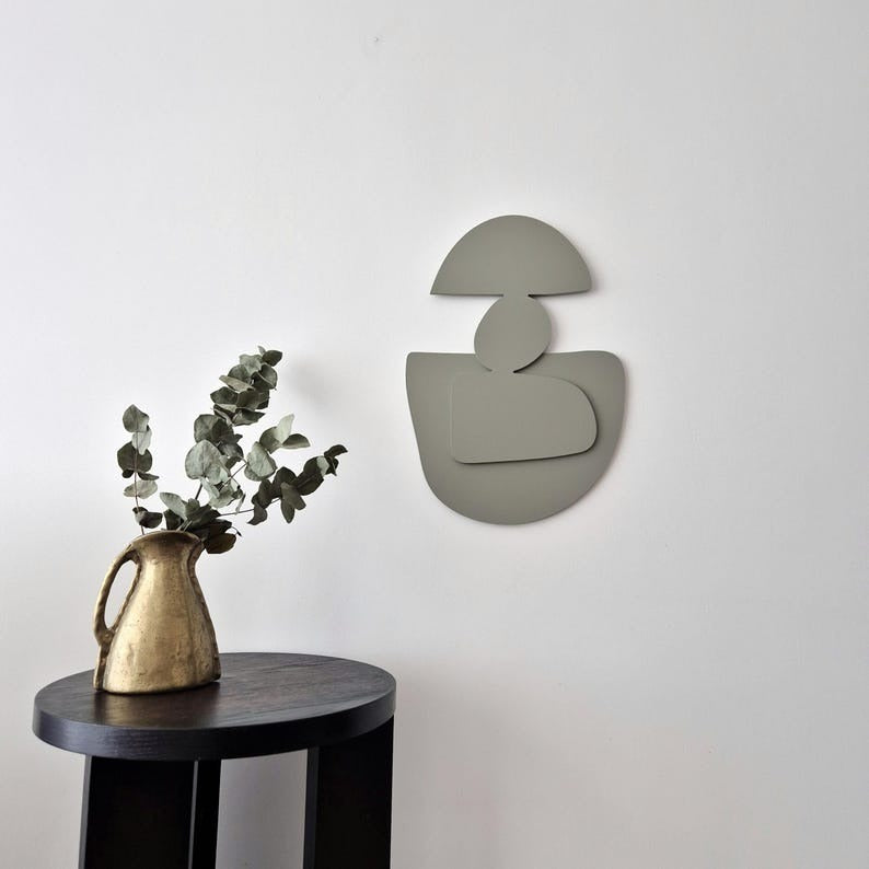 Neutral Toned Abstract Figures Soft Hue 3D Wall Art Home Decor