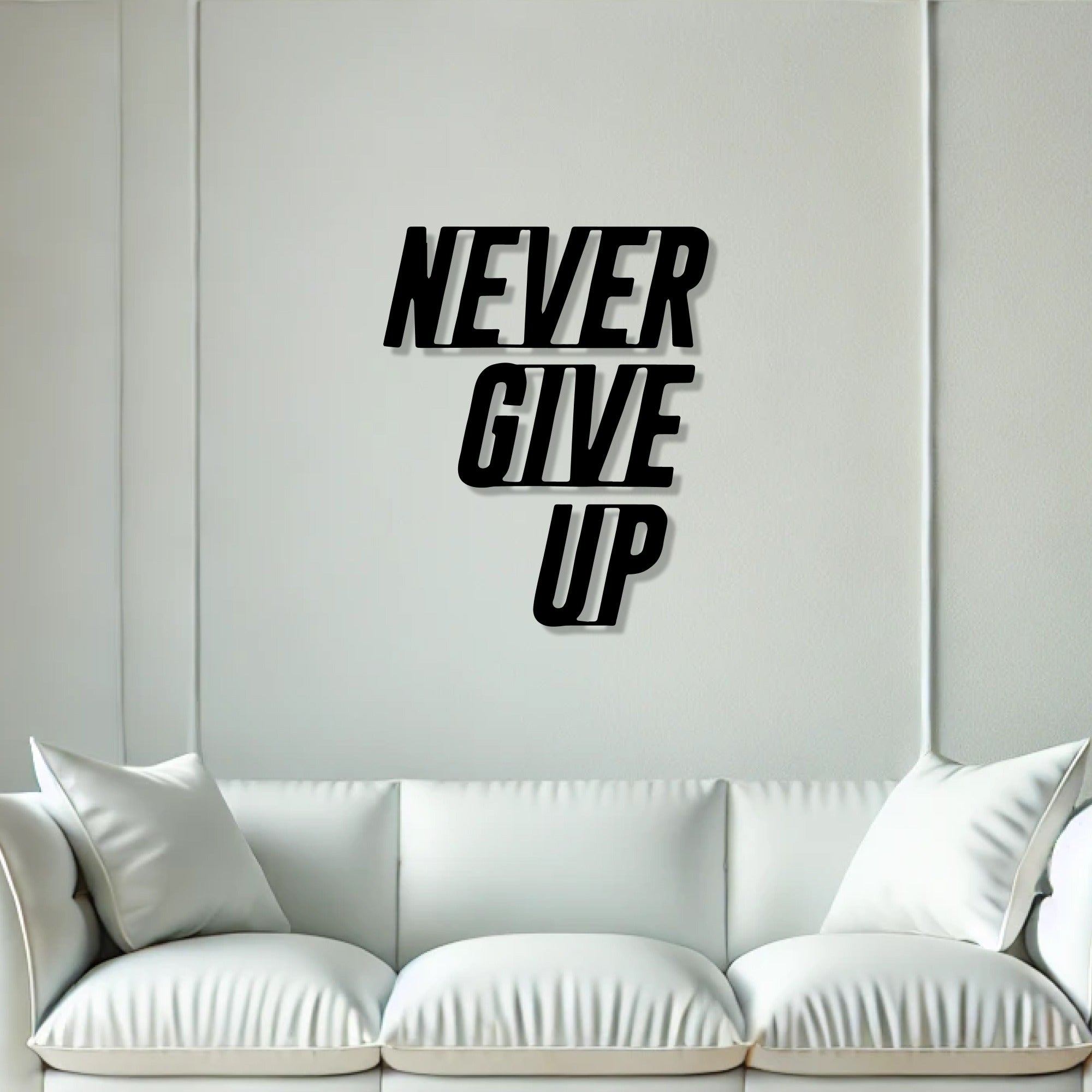 Never Give Up Text Metal Art Office Wall Decor