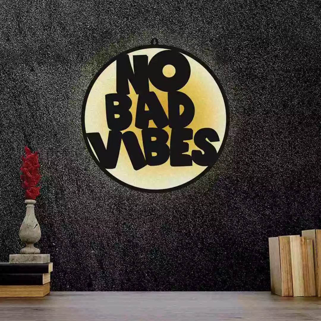No Bad Vibes LED Wall Art Light for Modern Room Wall Decor