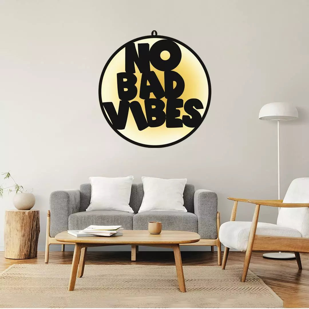 No Bad Vibes LED Wall Art Light for Modern Room Wall Decor