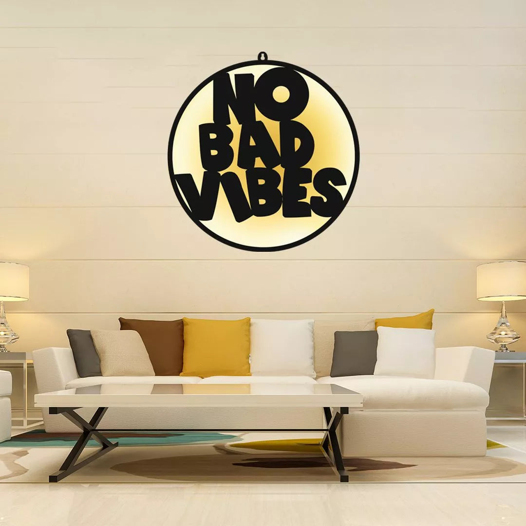 No Bad Vibes LED Wall Art Light for Modern Room Wall Decor