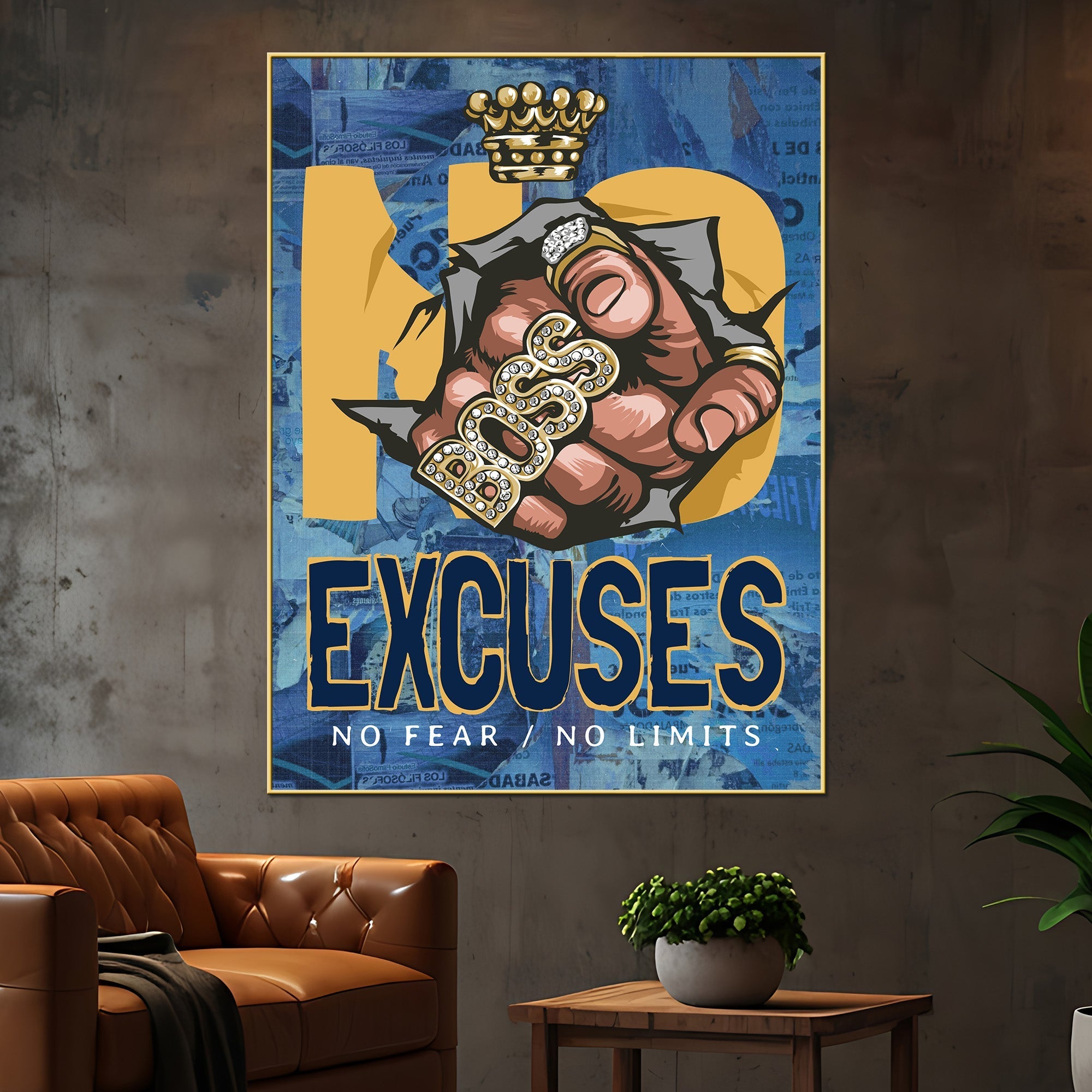 No Excuses No Limits Cotton Canvas Wall Painting