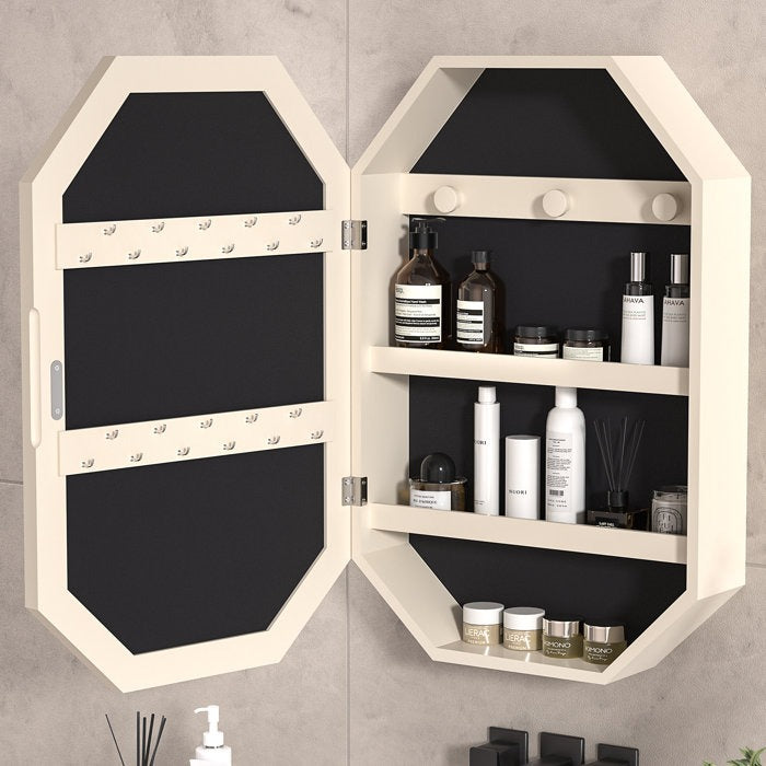 Octagonal Design Bergess Illuminated Mirror with Cabinet