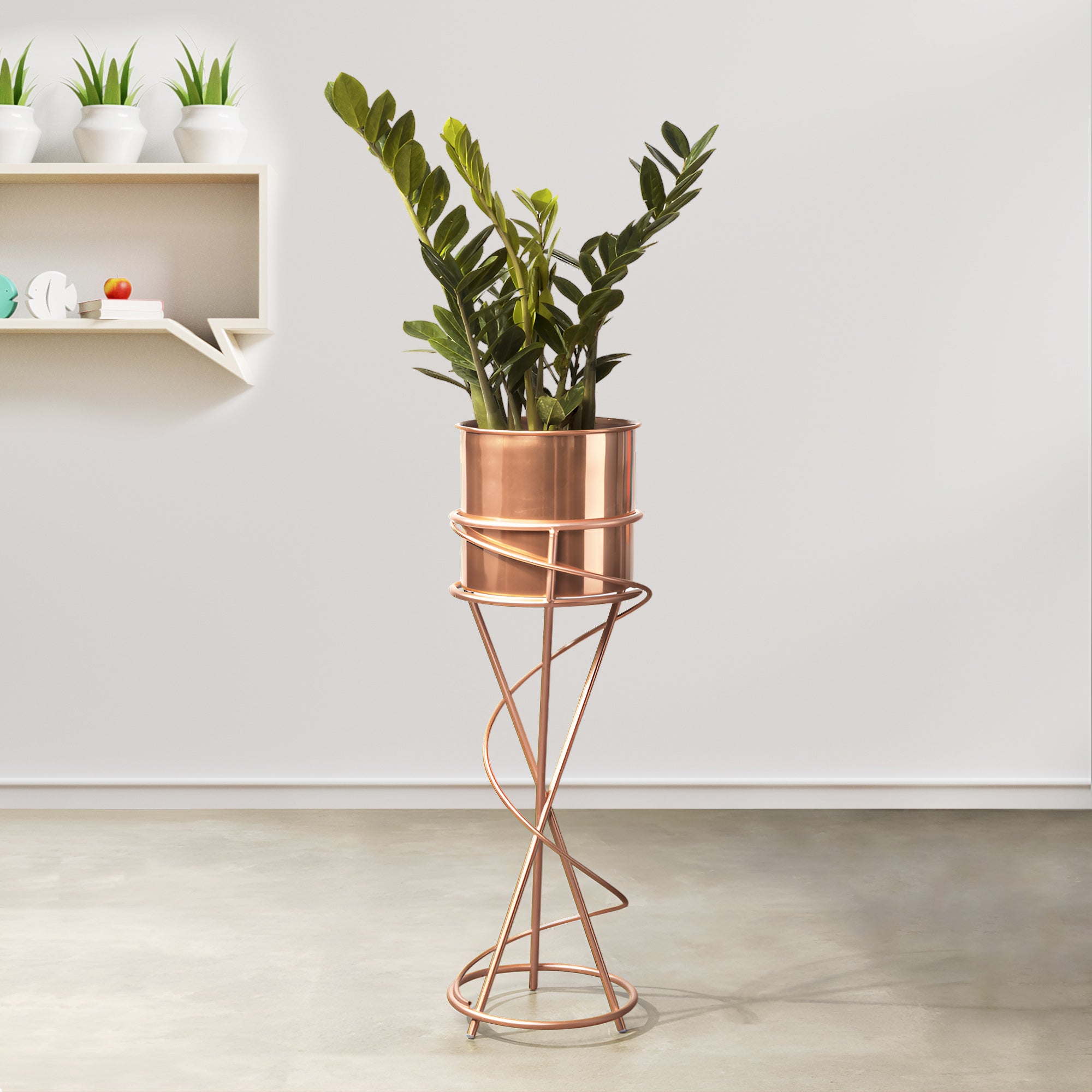On Trend Abstract Ross Gold Stand & Ross Gold Finish Pot - Medium Size Planter