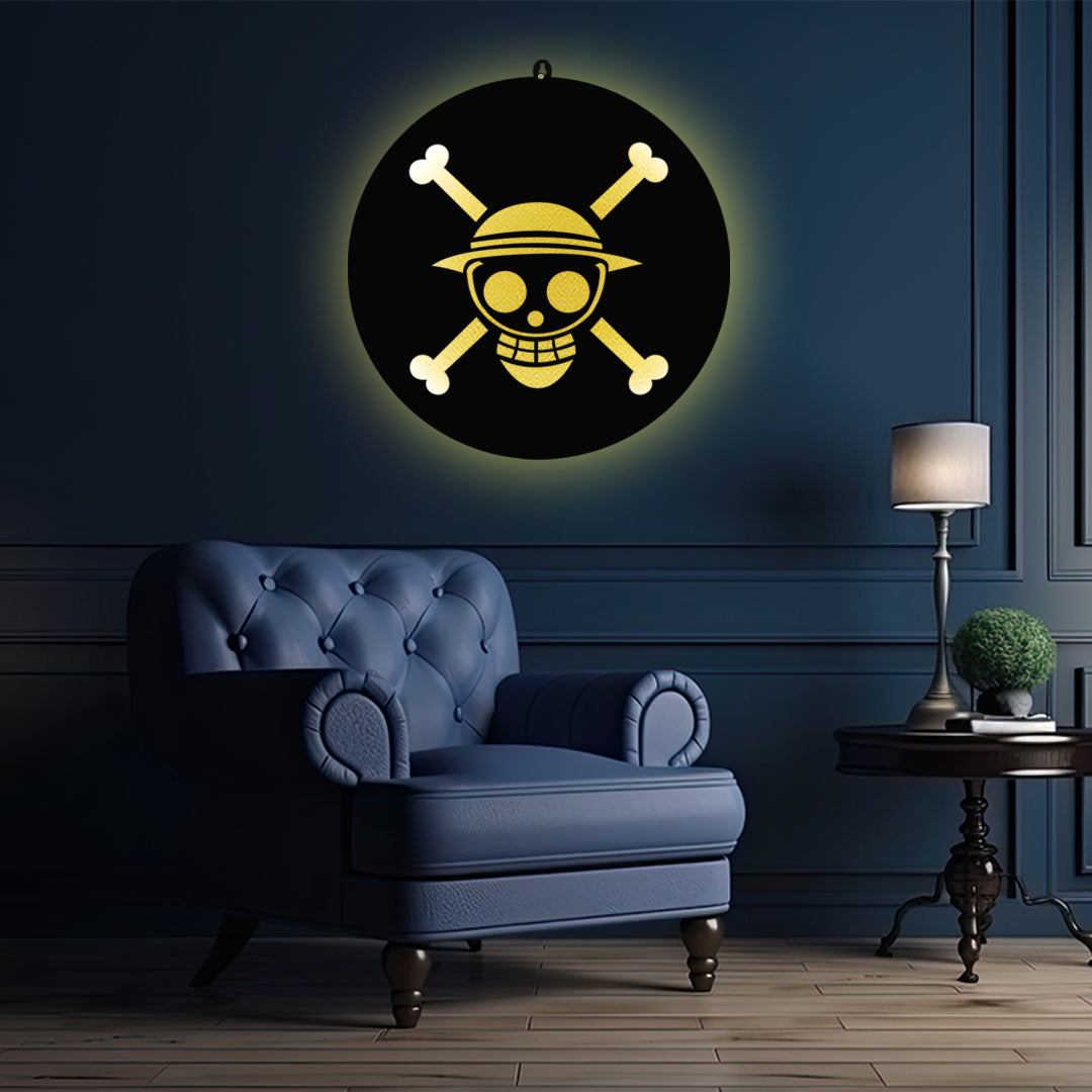 One Piece Skull Hat LED Wall Art for Anime Fan Wall Decor