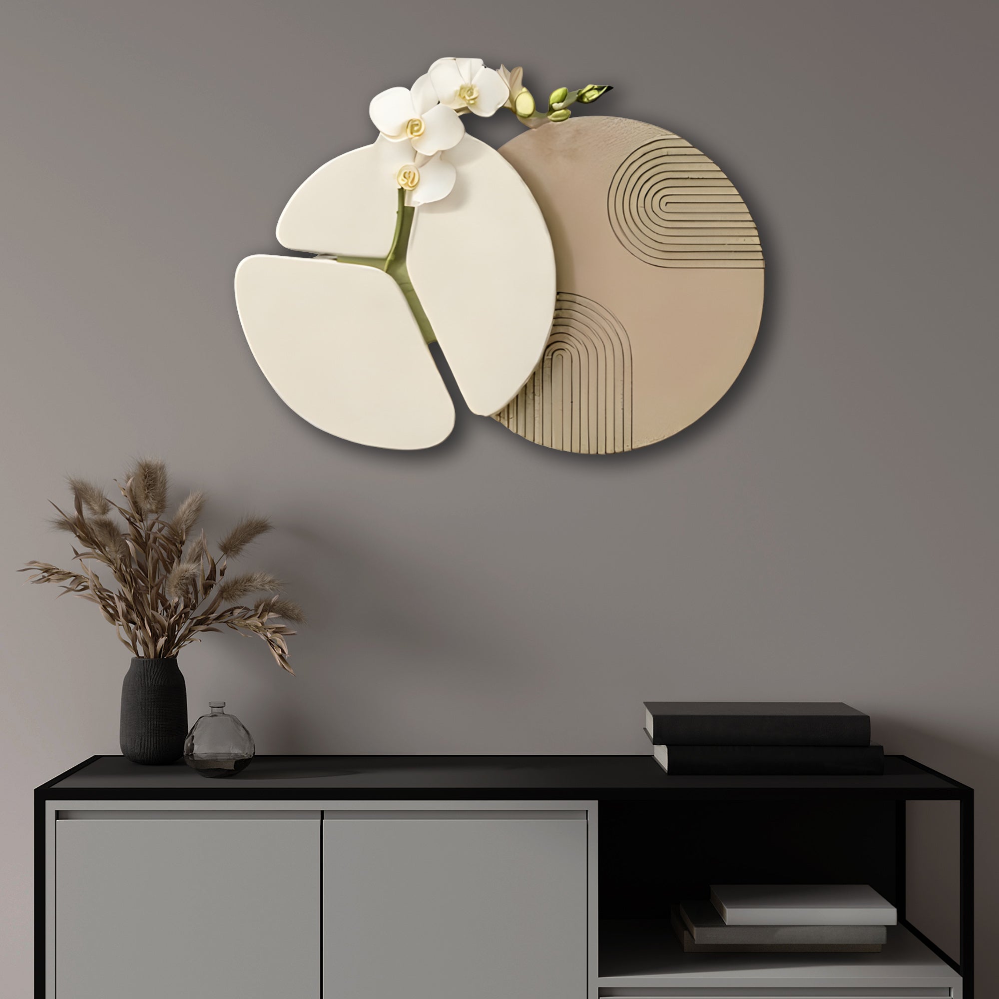 Orchid Bloom Abstract Circle 3D Wall Art Home Decor