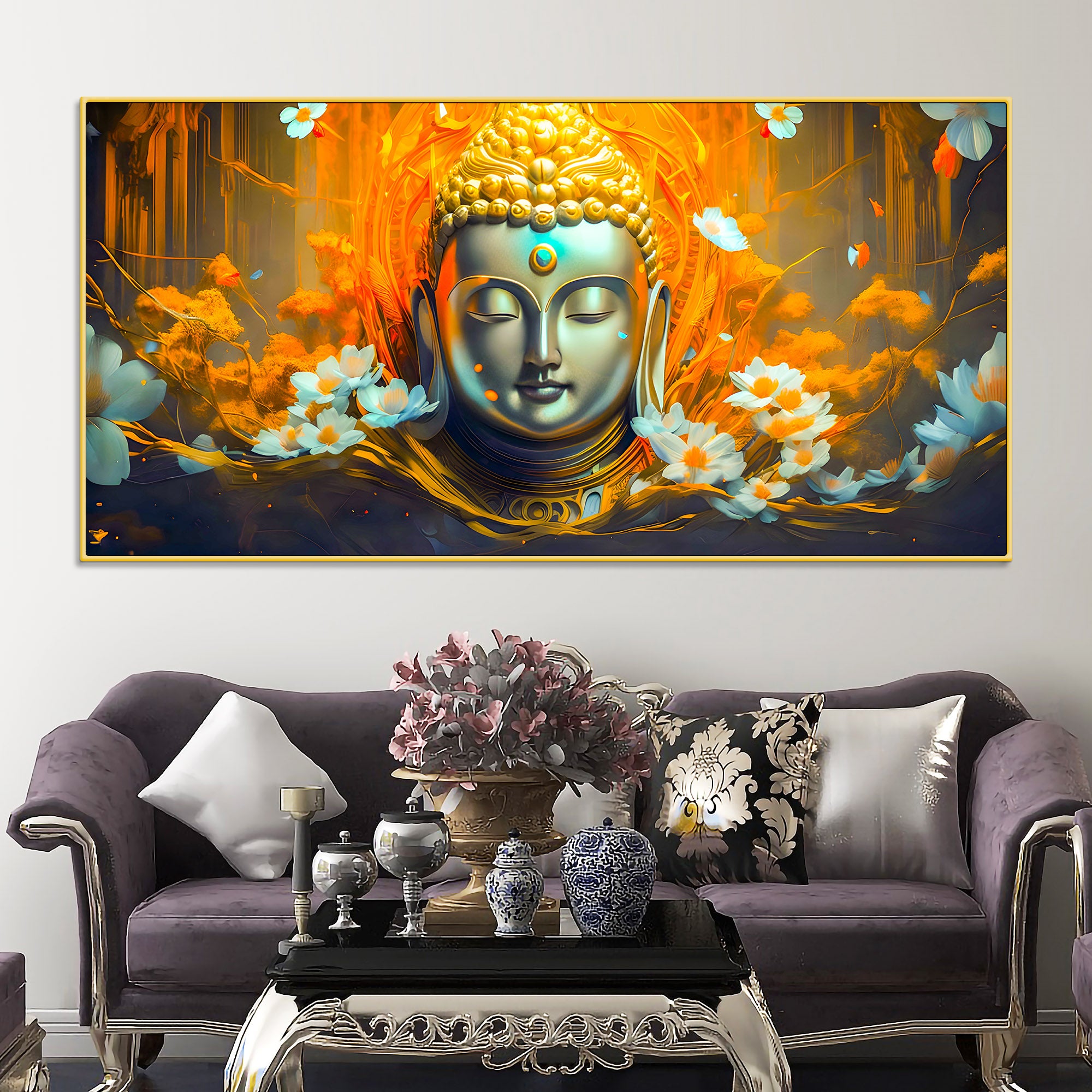 Peace & Calm Buddha Canvas Painting for Living Room Wall