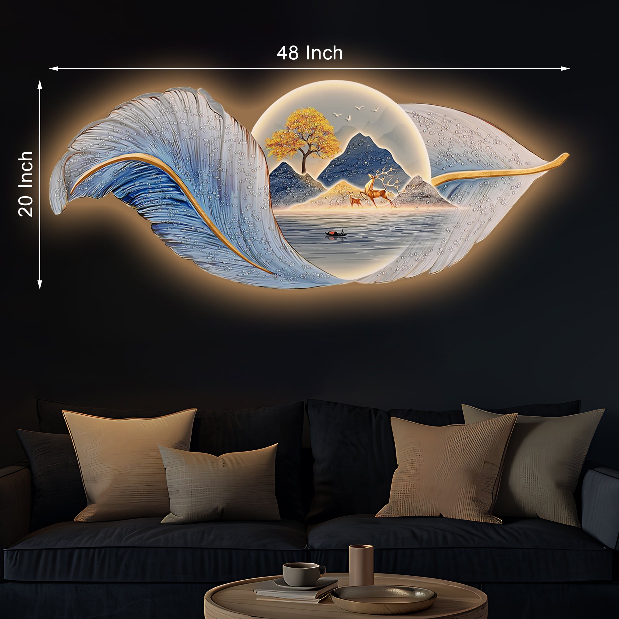 Peace In a Leaf Crystal Glass Backlit LED Painting