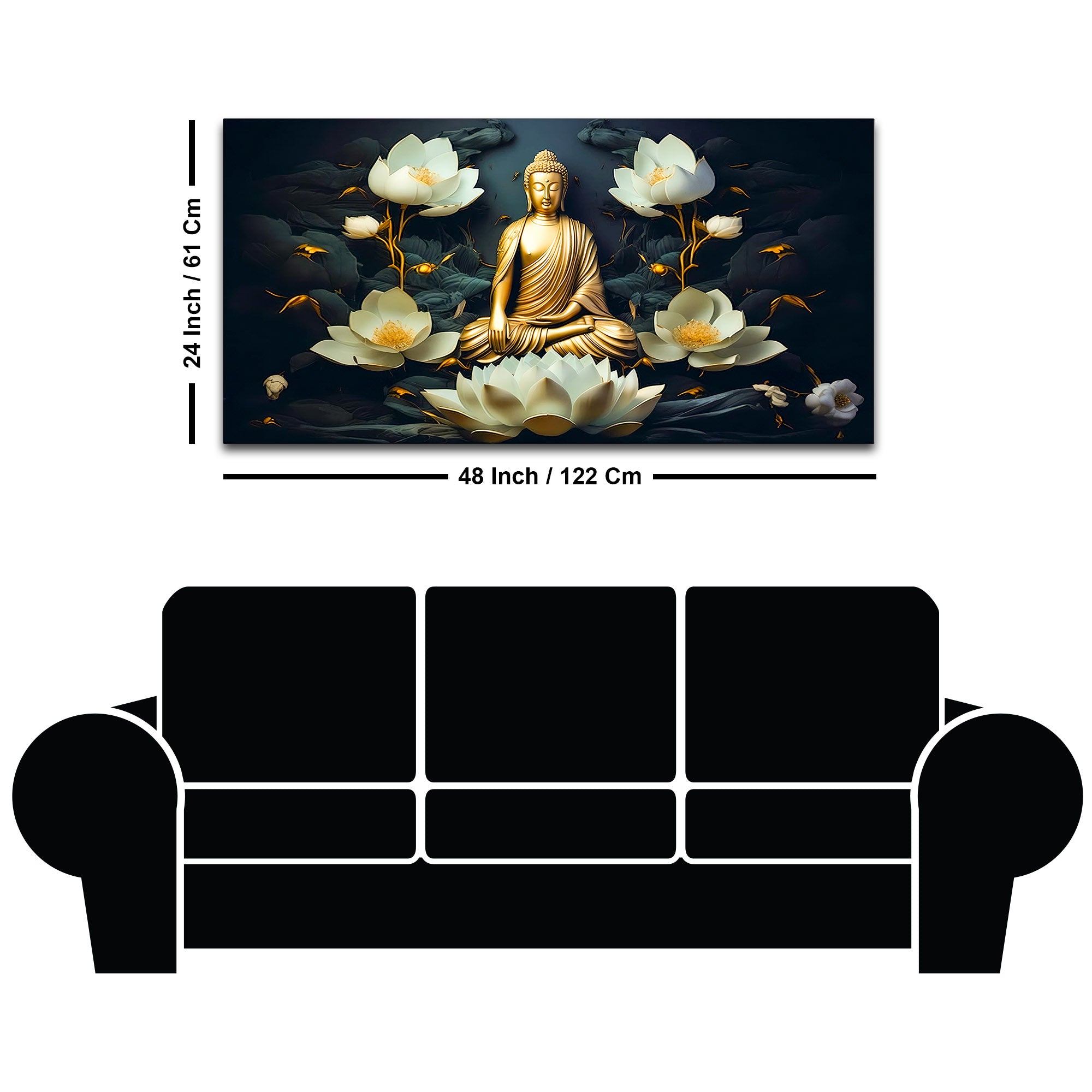 Peaceful Buddha Canvas Painting for Living Room & Bedroom