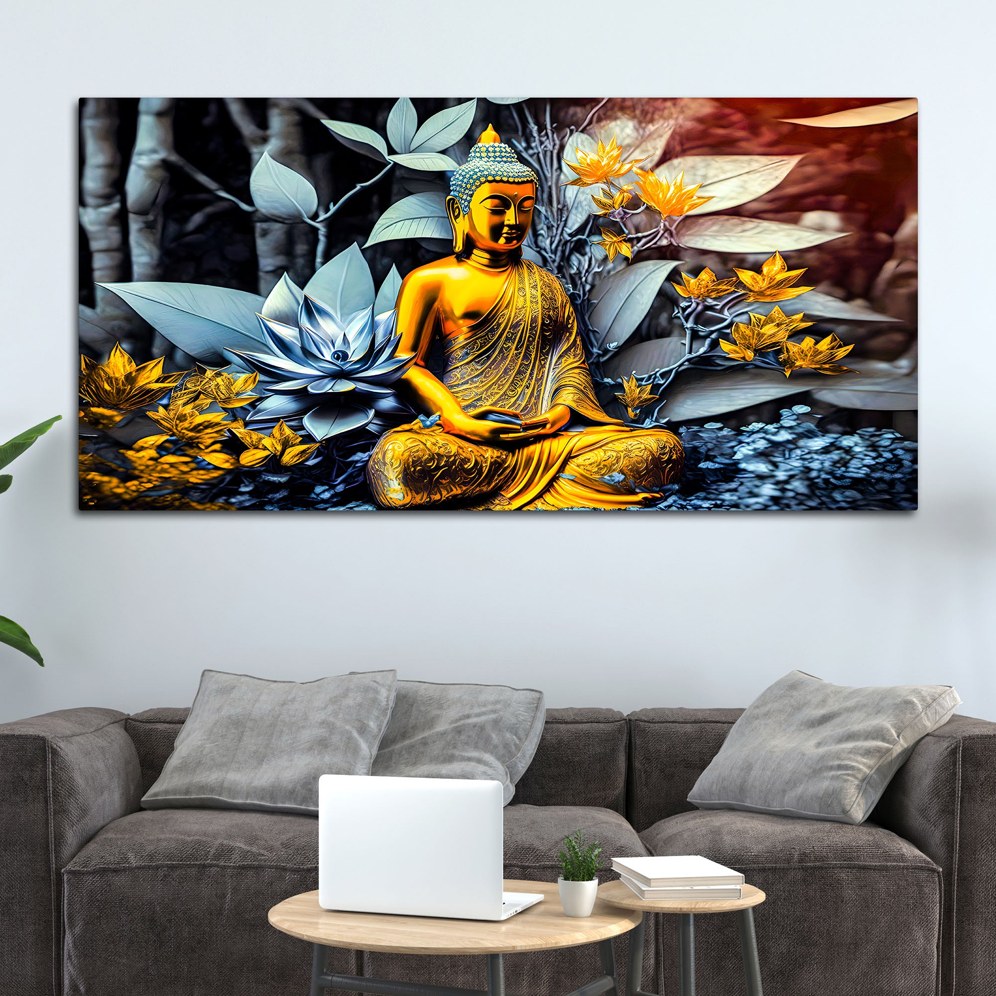 Peaceful Buddha Canvas Painting for Spiritual Home Decor