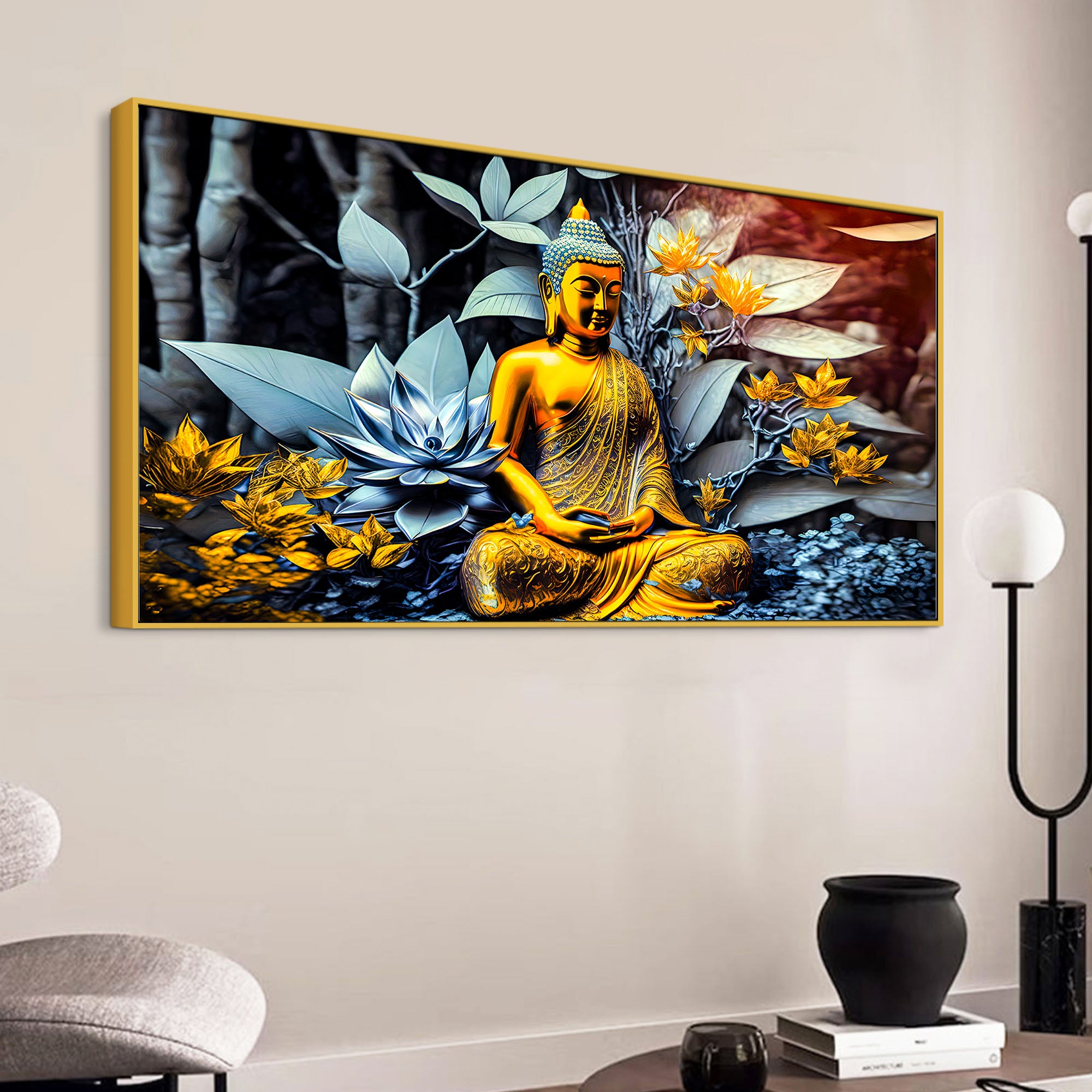 Peaceful Buddha Canvas Painting for Spiritual Home Decor